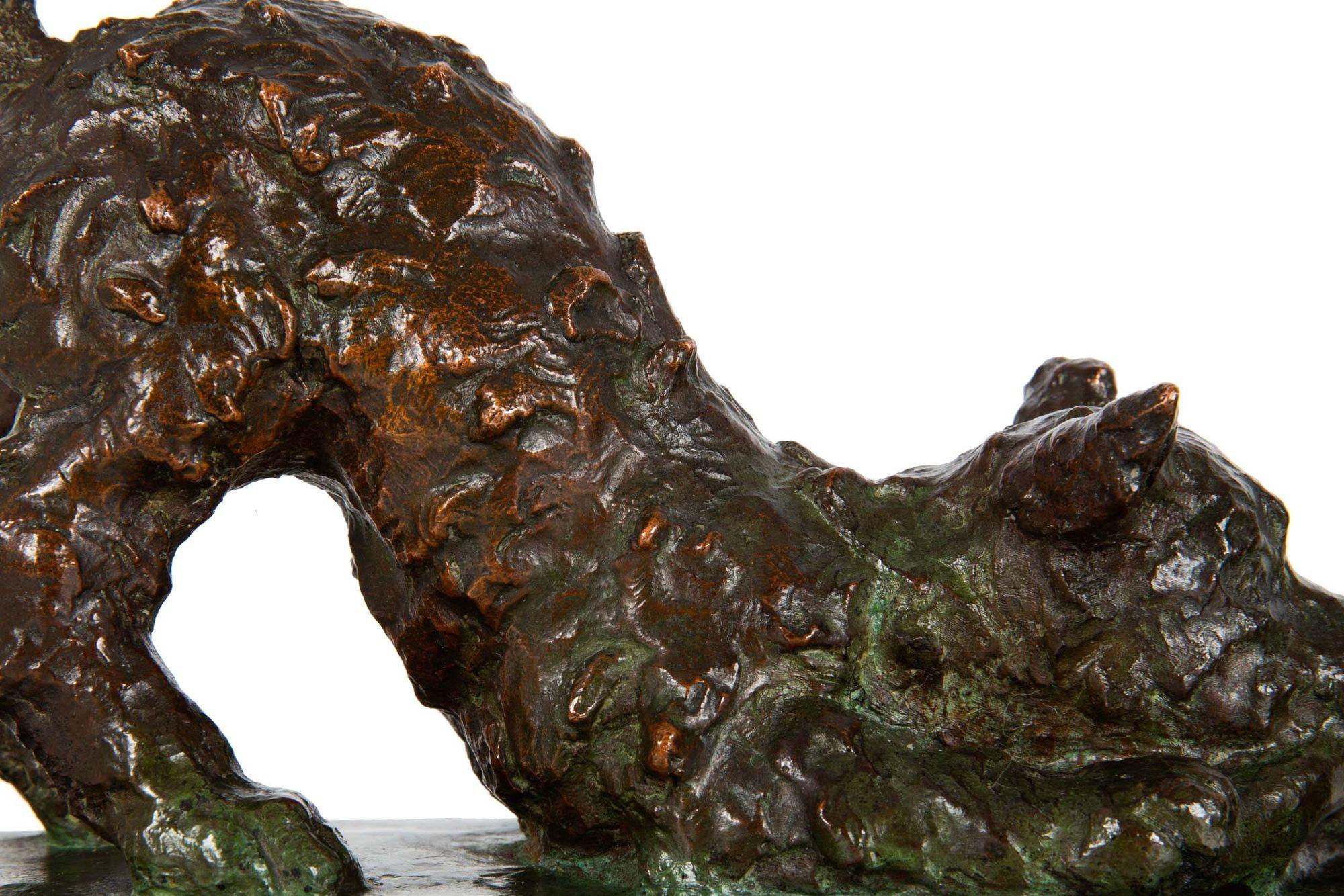 Rare paire de serre-livres Terriers en sculpture en bronze par Edith Baretto Parsons en vente 6