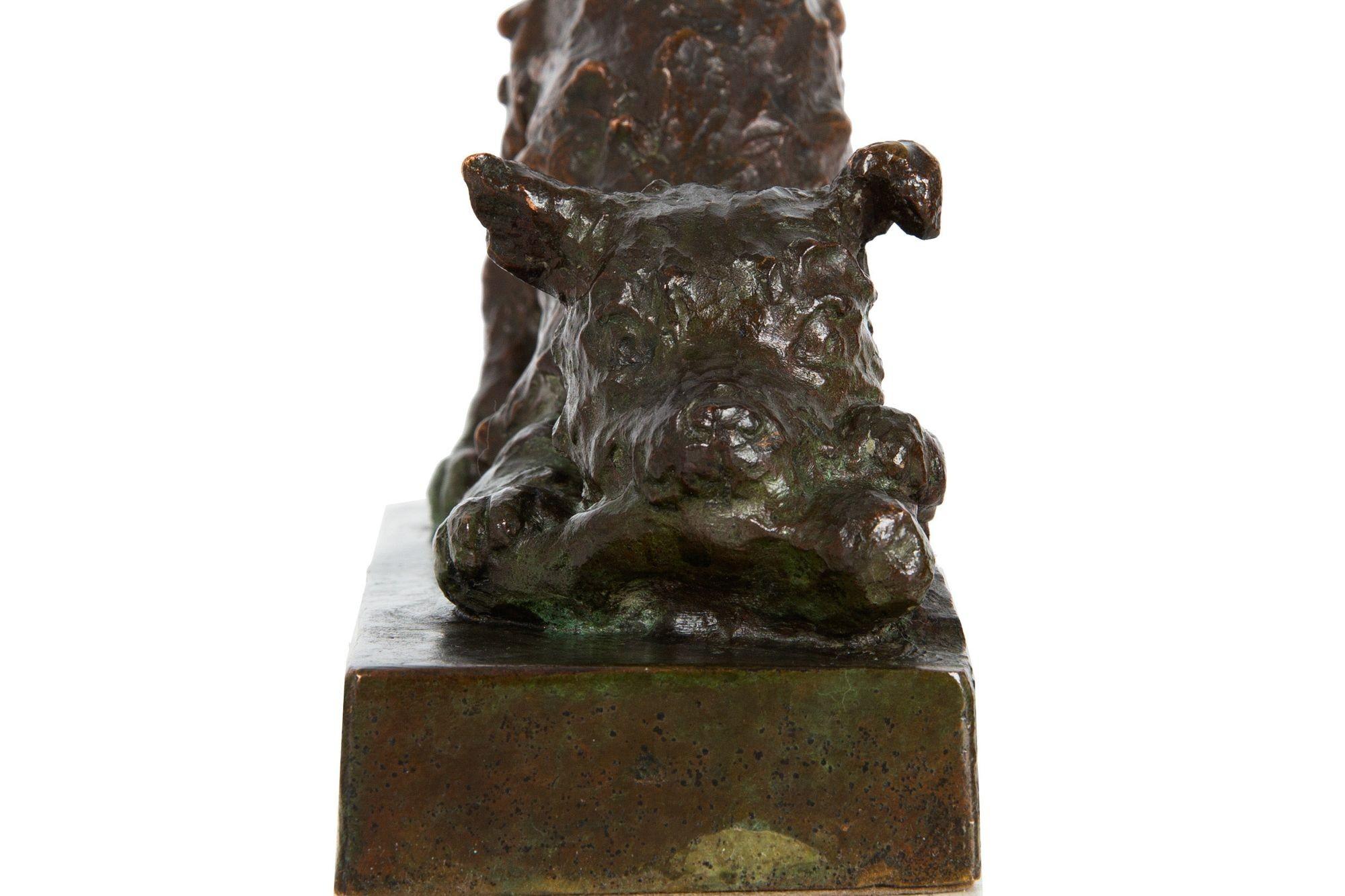 Rare paire de serre-livres Terriers en sculpture en bronze par Edith Baretto Parsons en vente 10