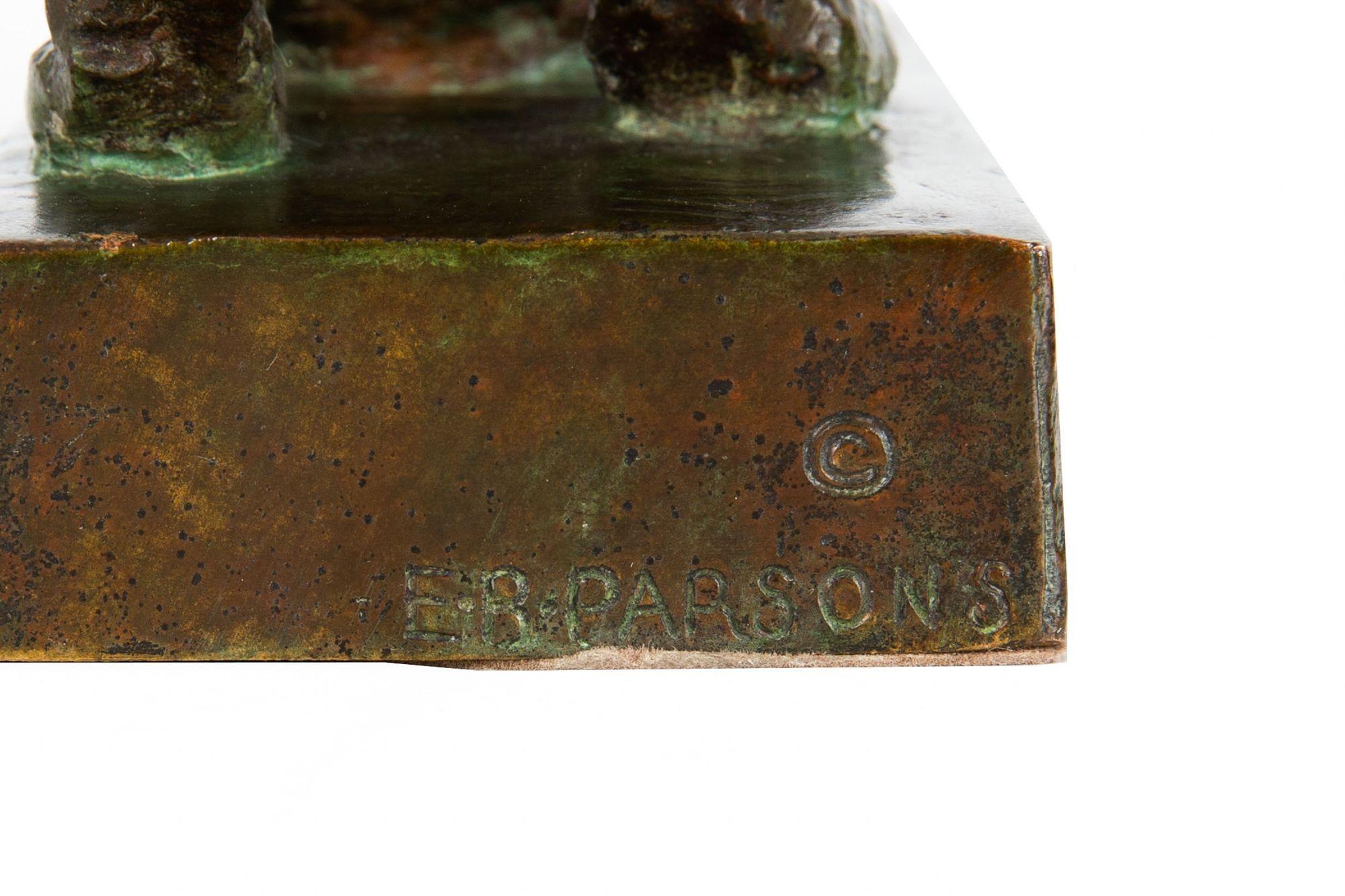 Bronze Rare paire de serre-livres Terriers en sculpture en bronze par Edith Baretto Parsons en vente