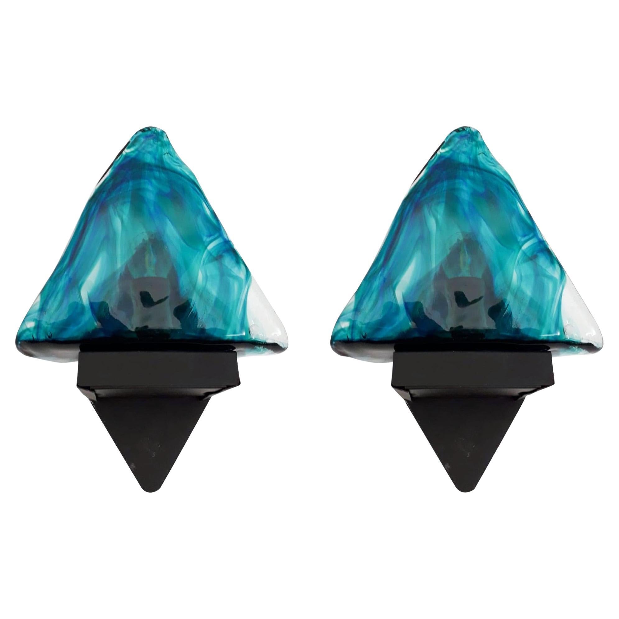 Rare Pair of Triangular Sconces by La Murrina