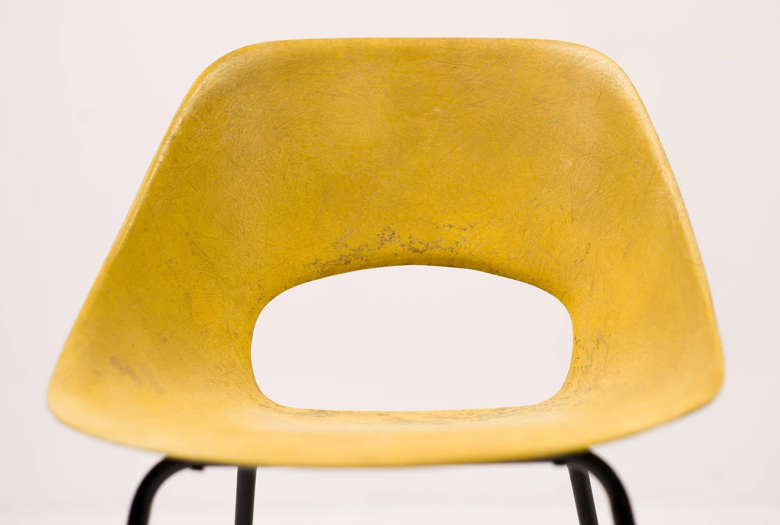 Steel Rare Tulip Chair in Fiberglass by Pierre Guariche for Steiner
