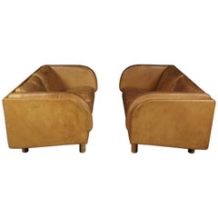 Rare Pair of Two-Seat Sofas in Cognac Leather Designed by Jørgen Gammelgaard