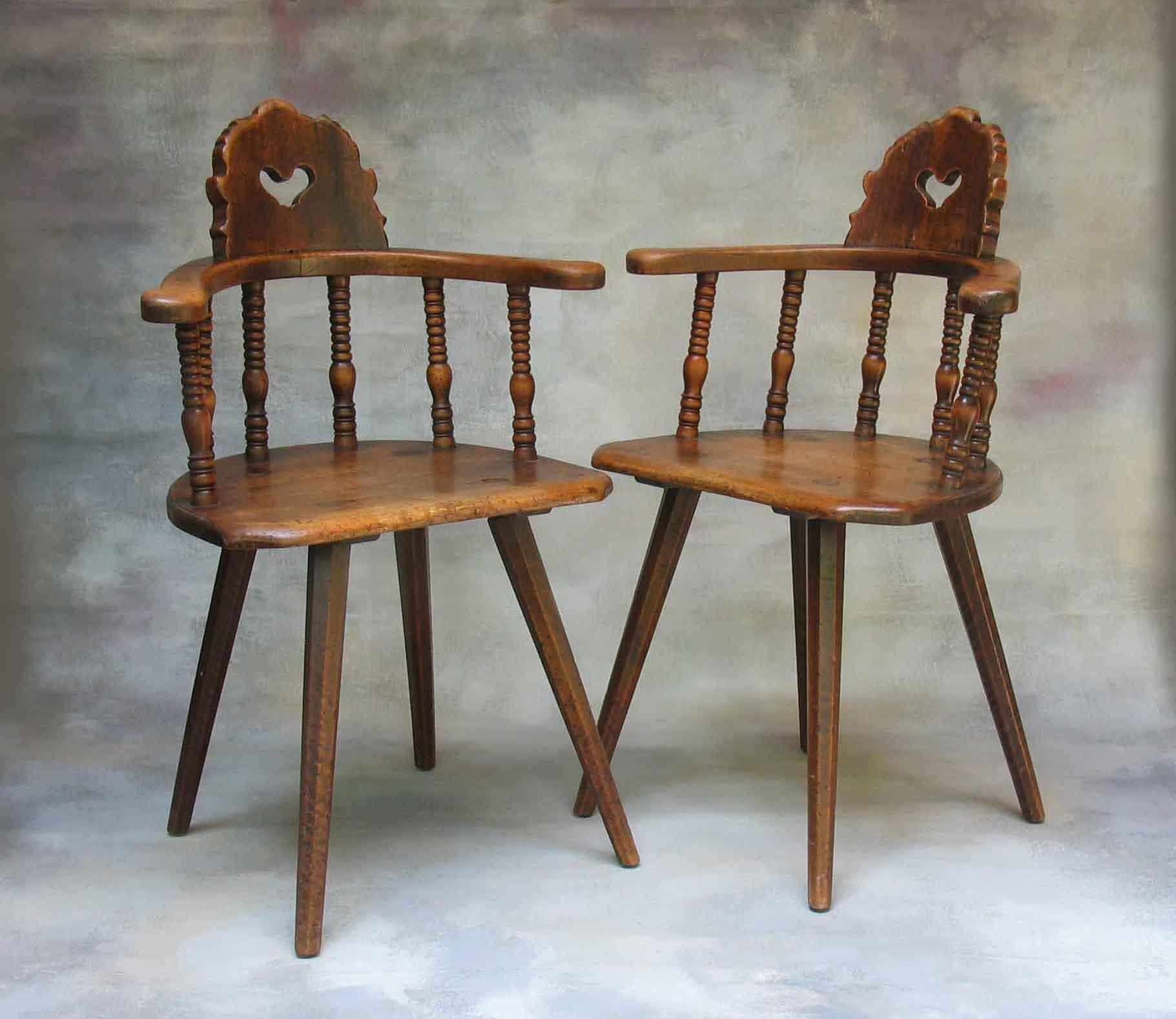 Rare Pair of Tyrolean Walnut Armchairs  18th Century For Sale 6