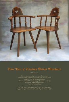 Rare Pair of Tyrolean Walnut Armchairs  18th Century