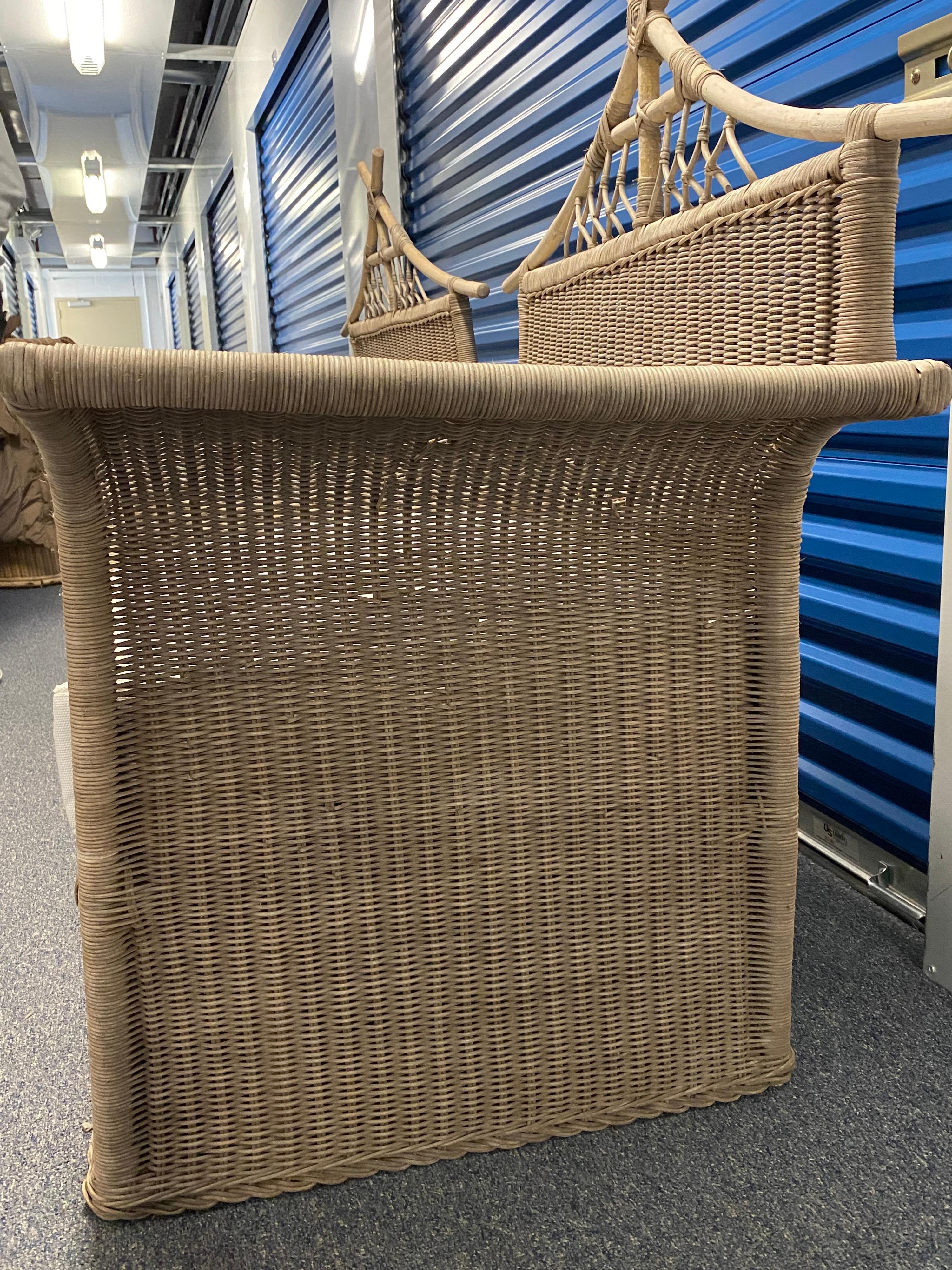 Late 20th Century Rare Pair of Valentino Wicker Chairs, 1970s For Sale