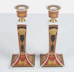 Rare Pair of Versace Prestige Gala Rosenthal Medusa Candlesticks Candleholders