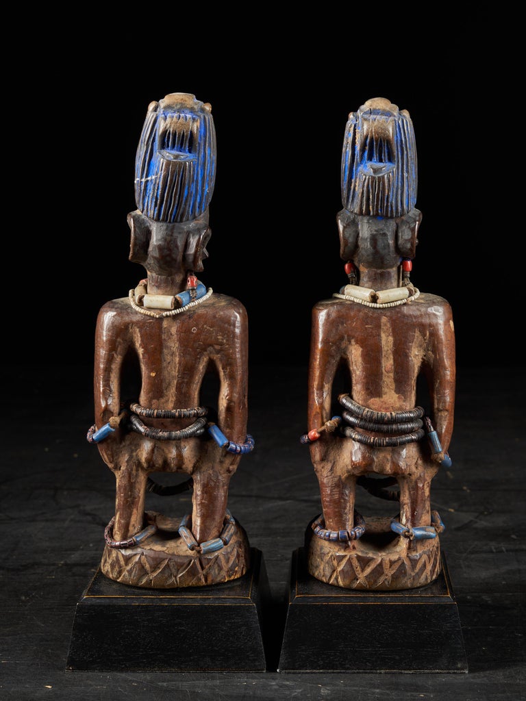 Wood Rare Pair of Very Old Yoruba Ibeji Figures For Sale