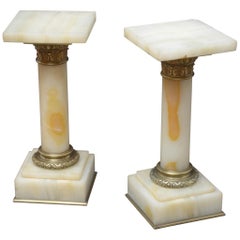 Rare Pair of Victorian Marble Pedestals Marble Columns