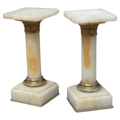 Rare paire de piédestaux victoriens en marbre colonnes en marbre