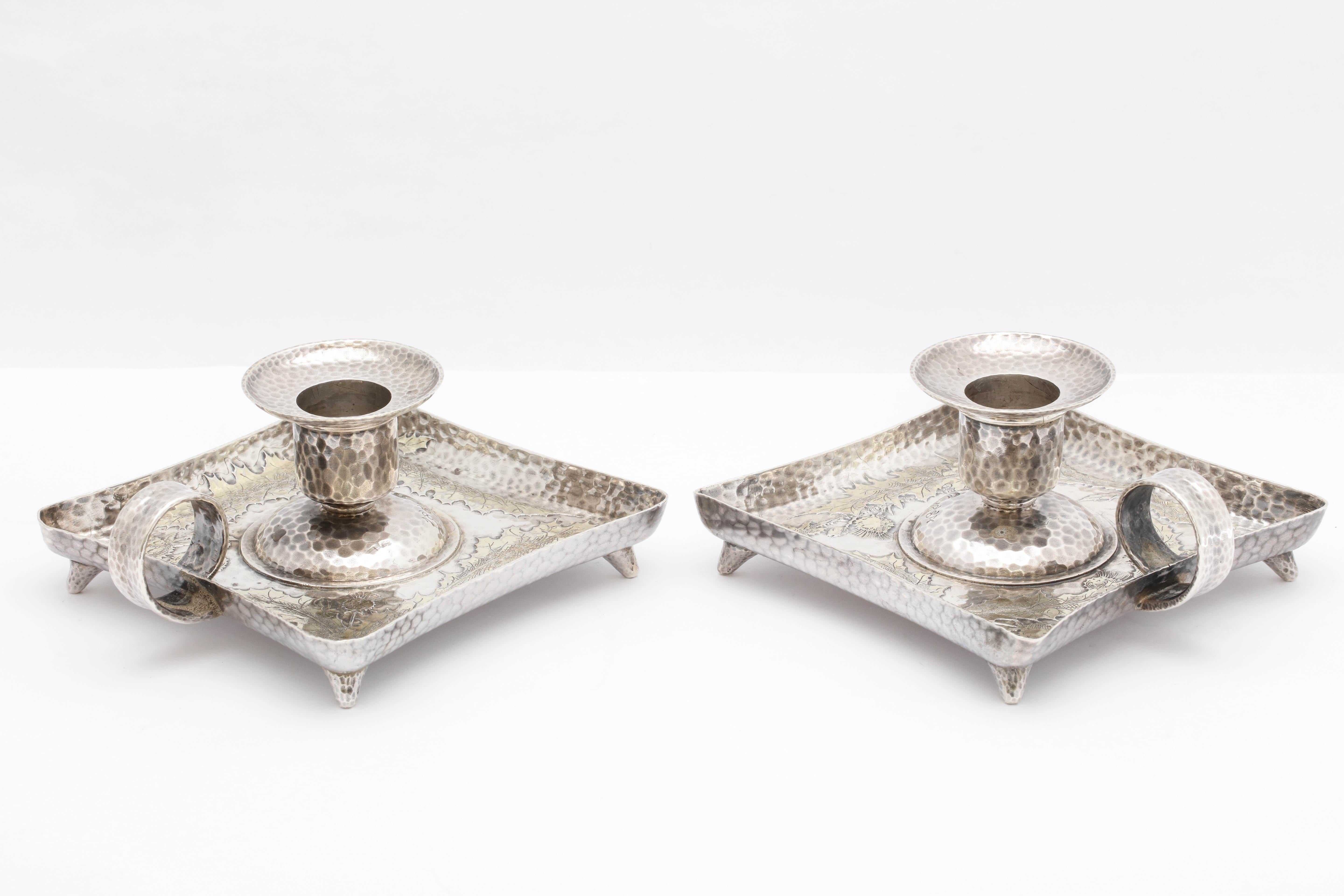 Rare Pair of Victorian Parcel-Gilt Sterling Silver Tiffany Chamber Candlesticks 6