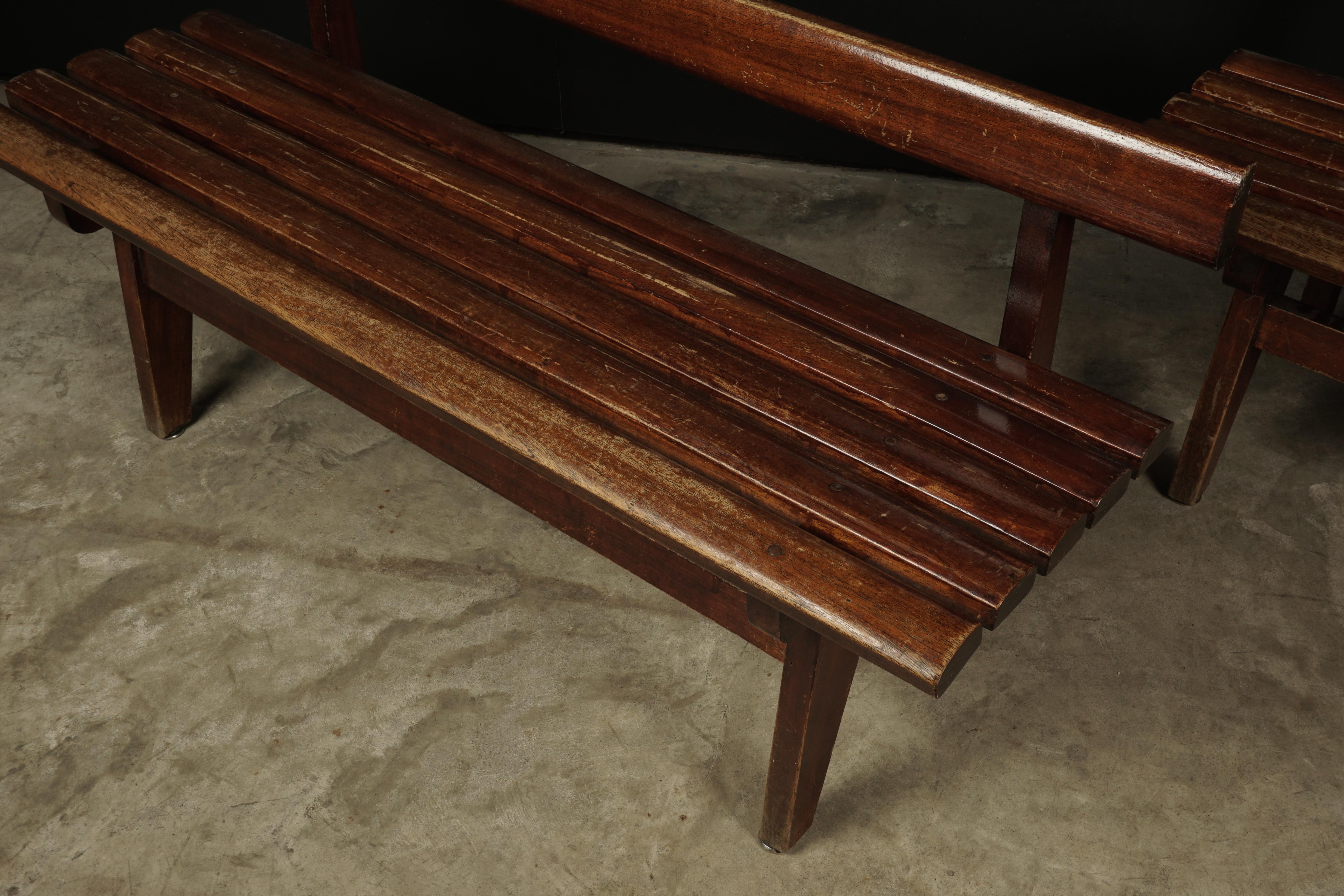 European Rare Pair of Vintage Benches from France, 1950s