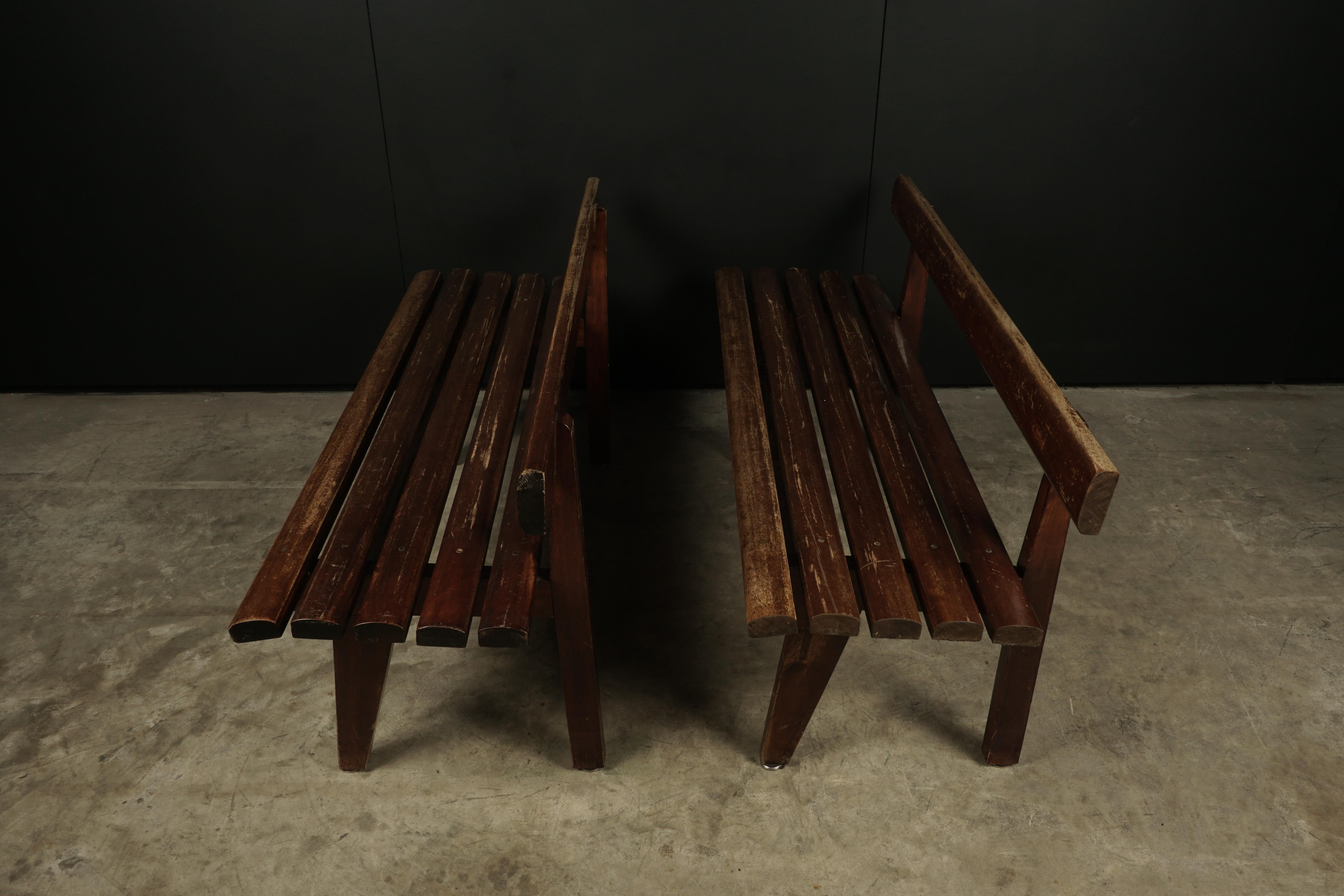 Rare Pair of Vintage Benches from France, 1950s In Good Condition In Nashville, TN
