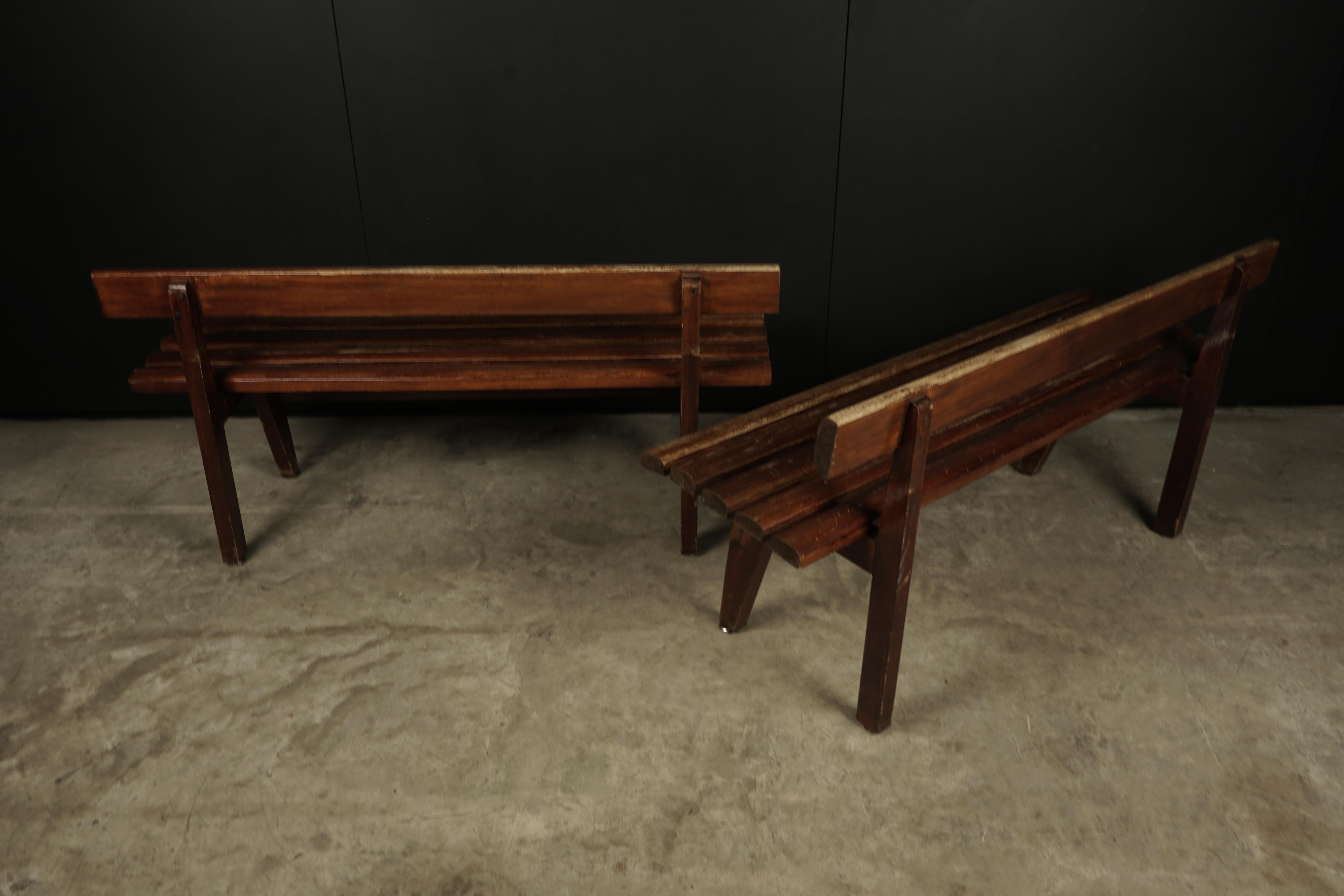Mid-20th Century Rare Pair of Vintage Benches from France, 1950s