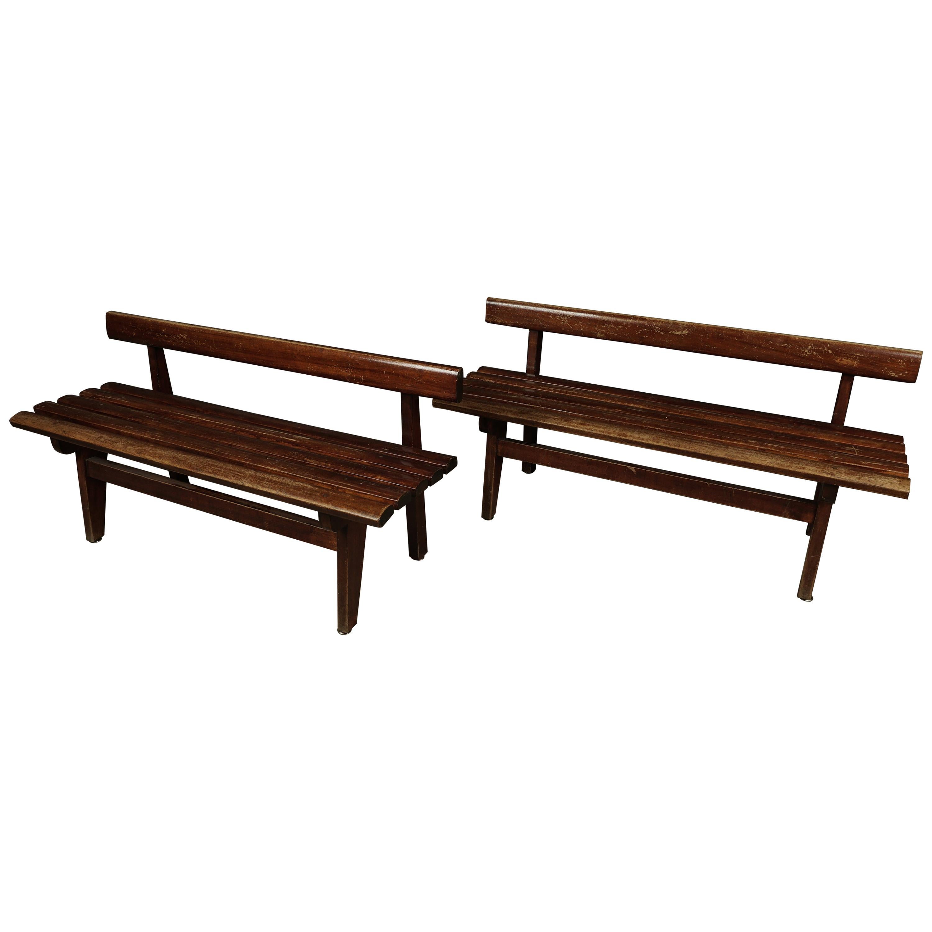 Rare Pair of Vintage Benches from France, 1950s