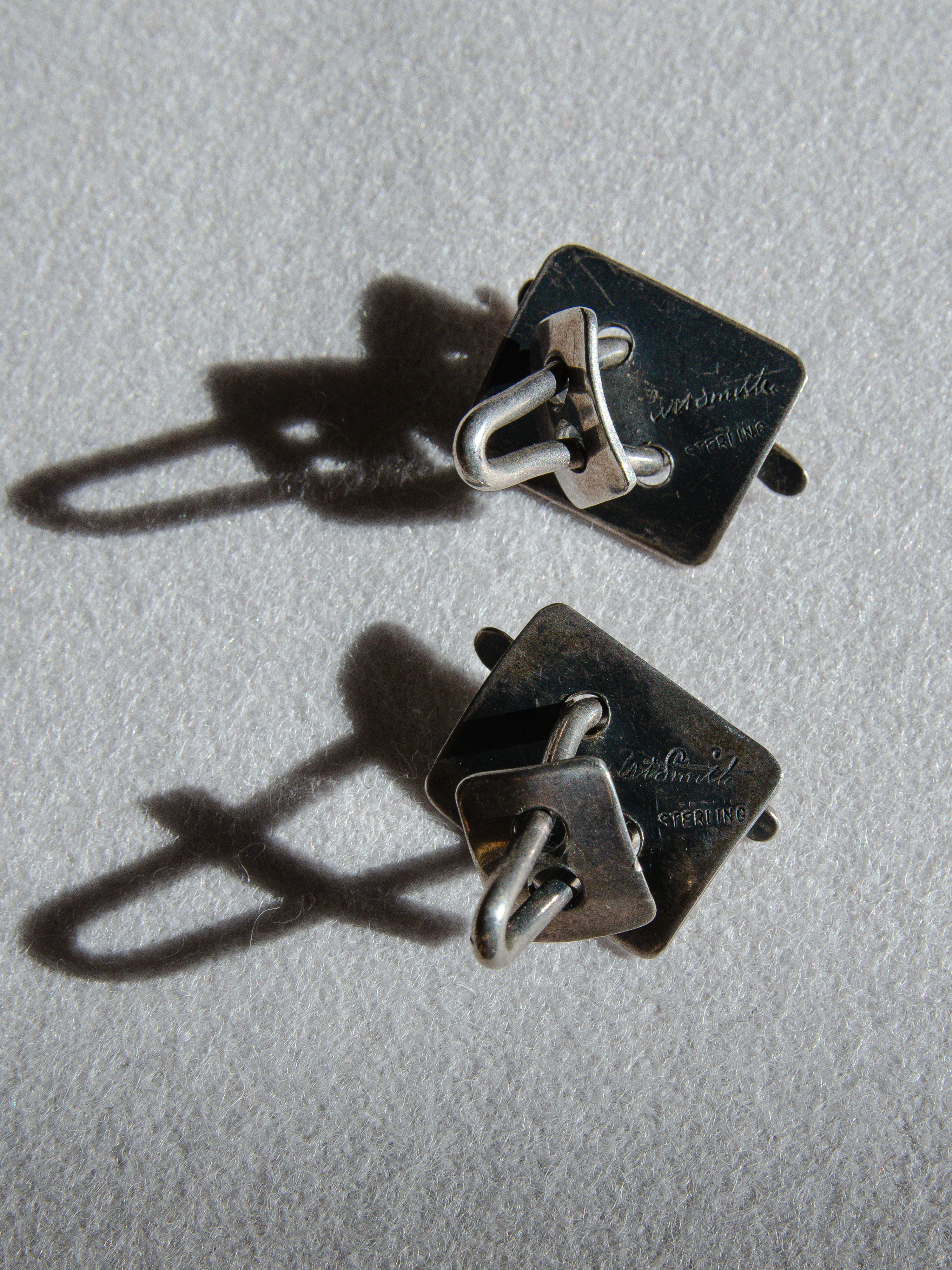 Hand-Crafted Rare pair of vintage mid-century modernist sterling silver cufflinks by Art Smit For Sale