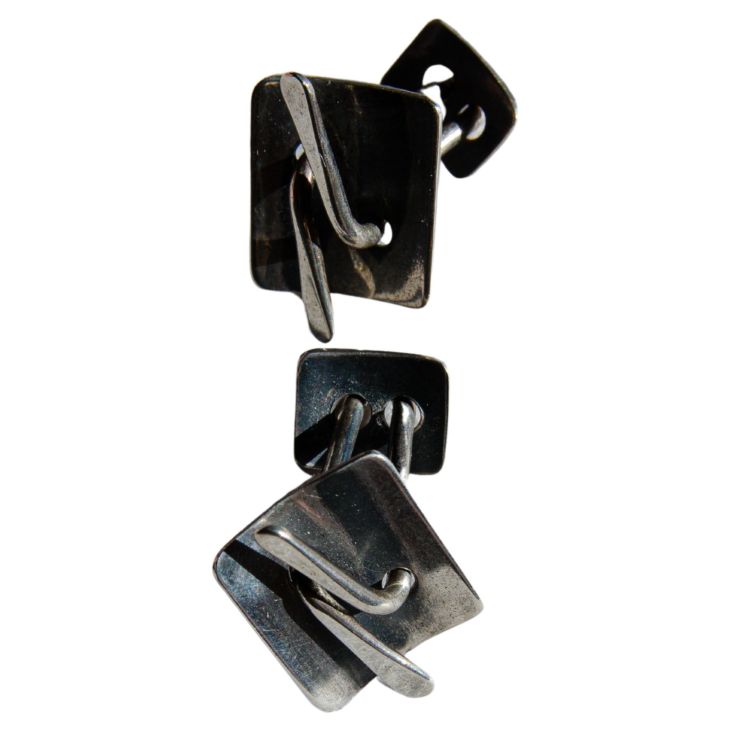 Rare pair of vintage mid-century modernist sterling silver cufflinks by Art Smit For Sale