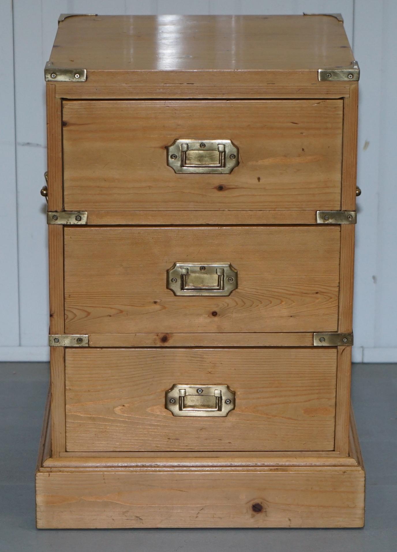 Rare Pair of Vintage Pitch Pine Campaign Drawers Ideal Lamp Wine Bedside Tables 8