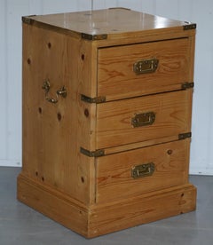 Rare Pair of Vintage Pitch Pine Campaign Drawers Ideal Lamp Wine Bedside Tables
