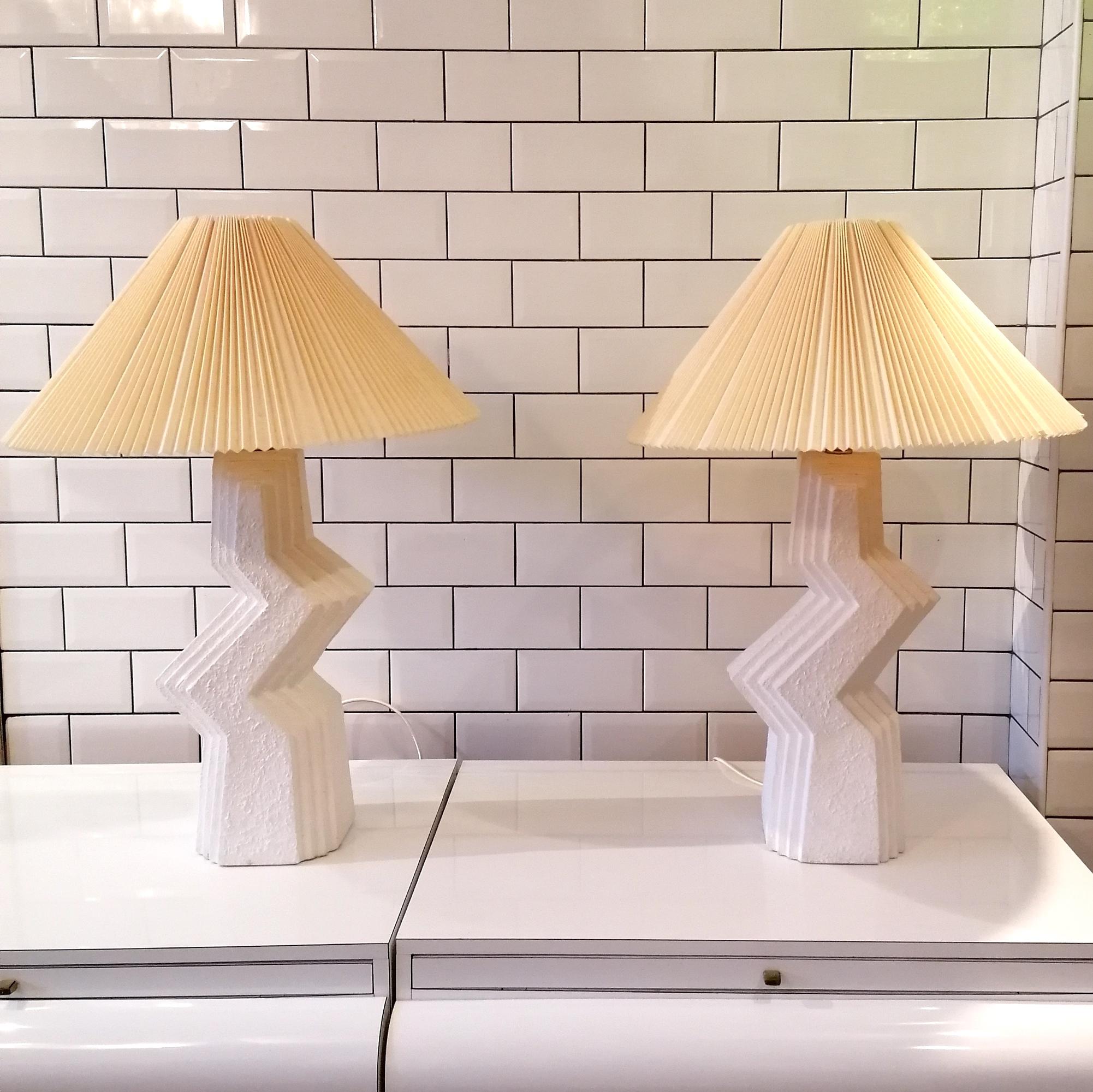 Rare vintage postmodern American textured plaster zig zag