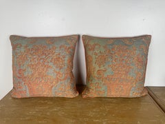 Rare Pair of Vintage Quilted Fortuny Textile Pillows