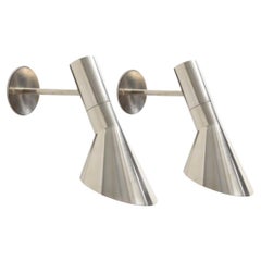 Rare Pair of Vintage Steel AJ Wall Lamps by Louis Poulsen