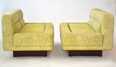 Pair of Vladimir Kagan Designs Futurist Sofas or Loveseats on Wood Base, 1970s