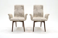 Rare Pair of Vladimir Kagan Dining Chairs with Arms. Excellent Condition.