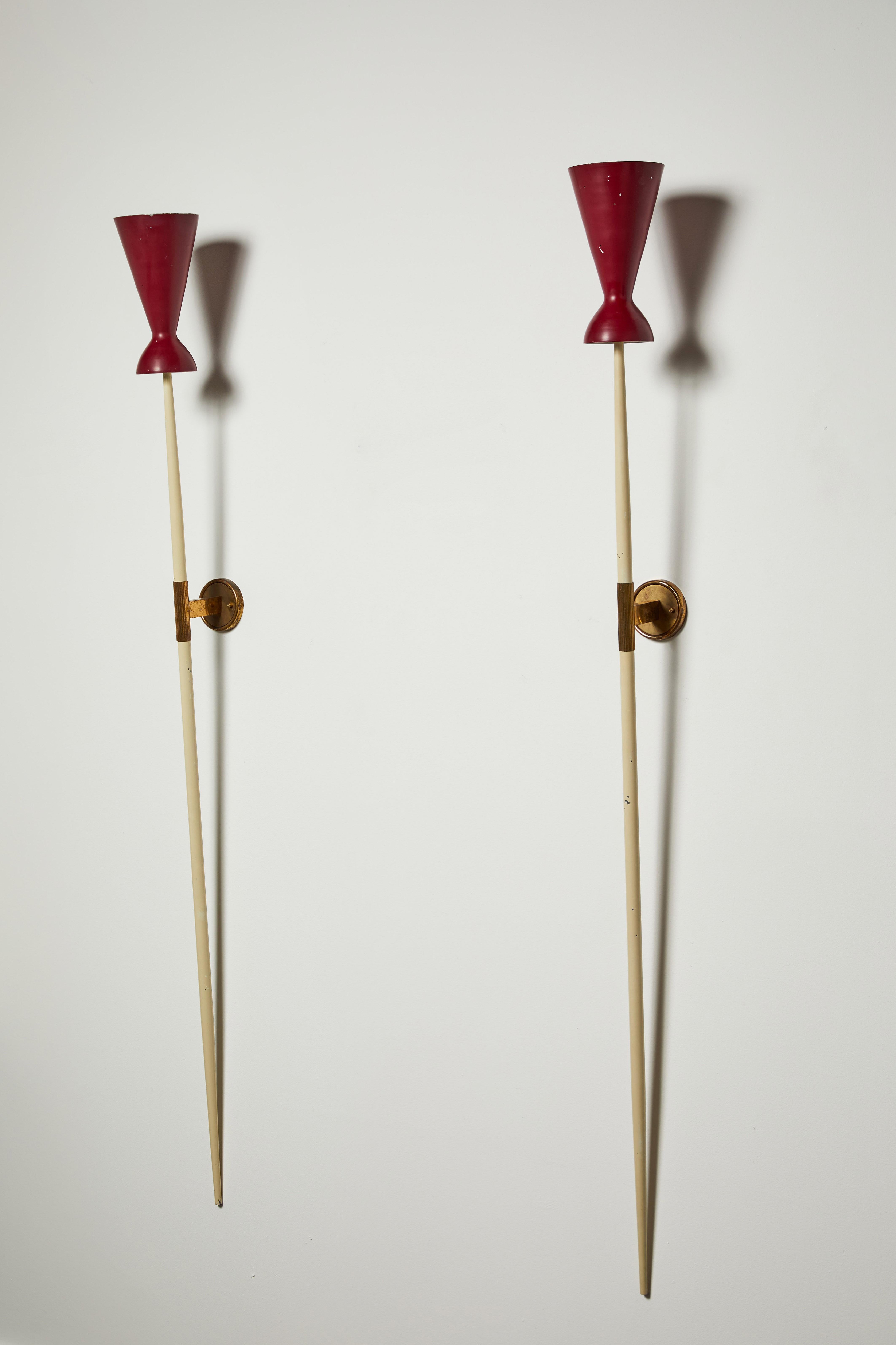 Rare Pair of Wall Lights by Robert Mathieu In Good Condition For Sale In Los Angeles, CA