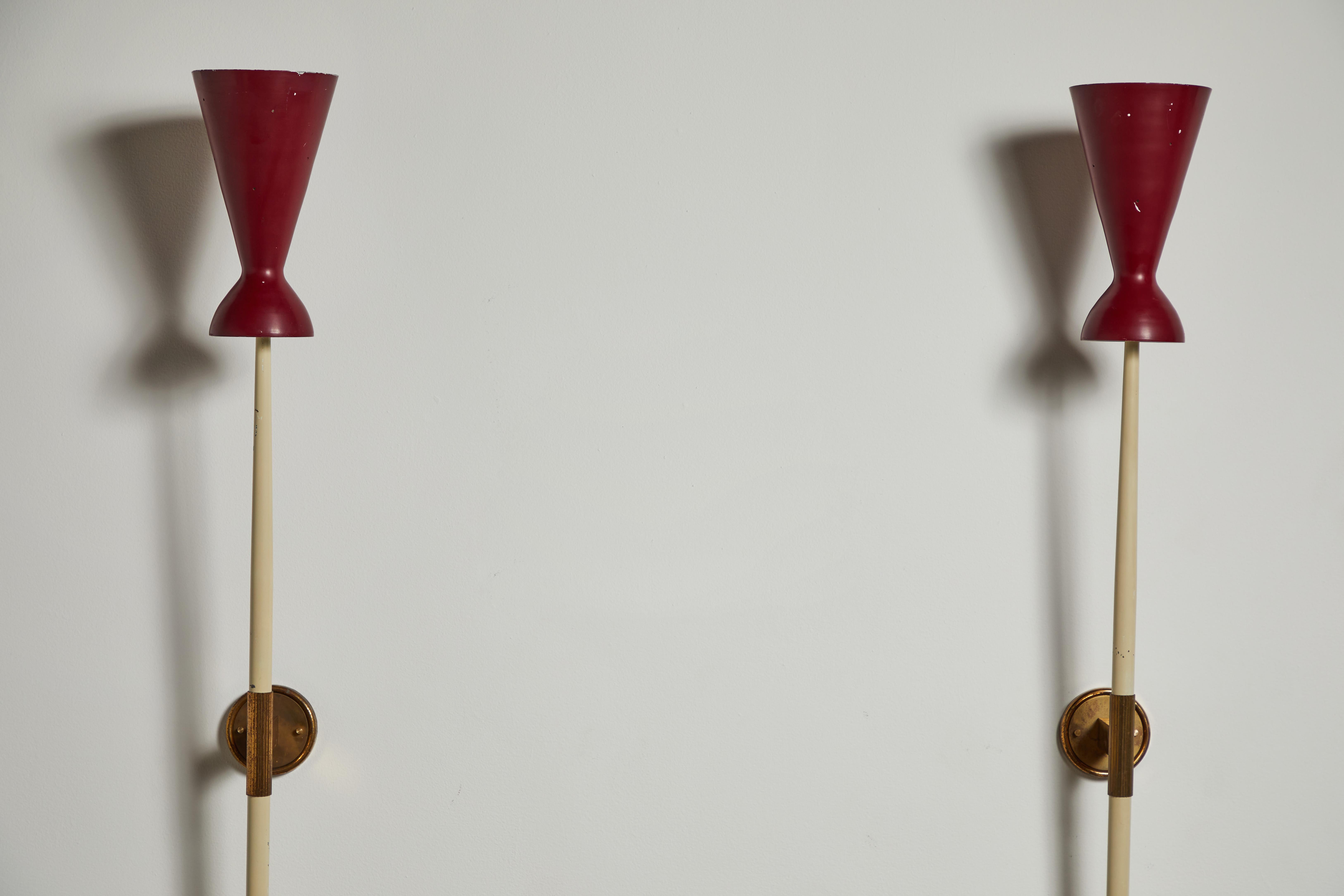 Mid-20th Century Rare Pair of Wall Lights by Robert Mathieu For Sale
