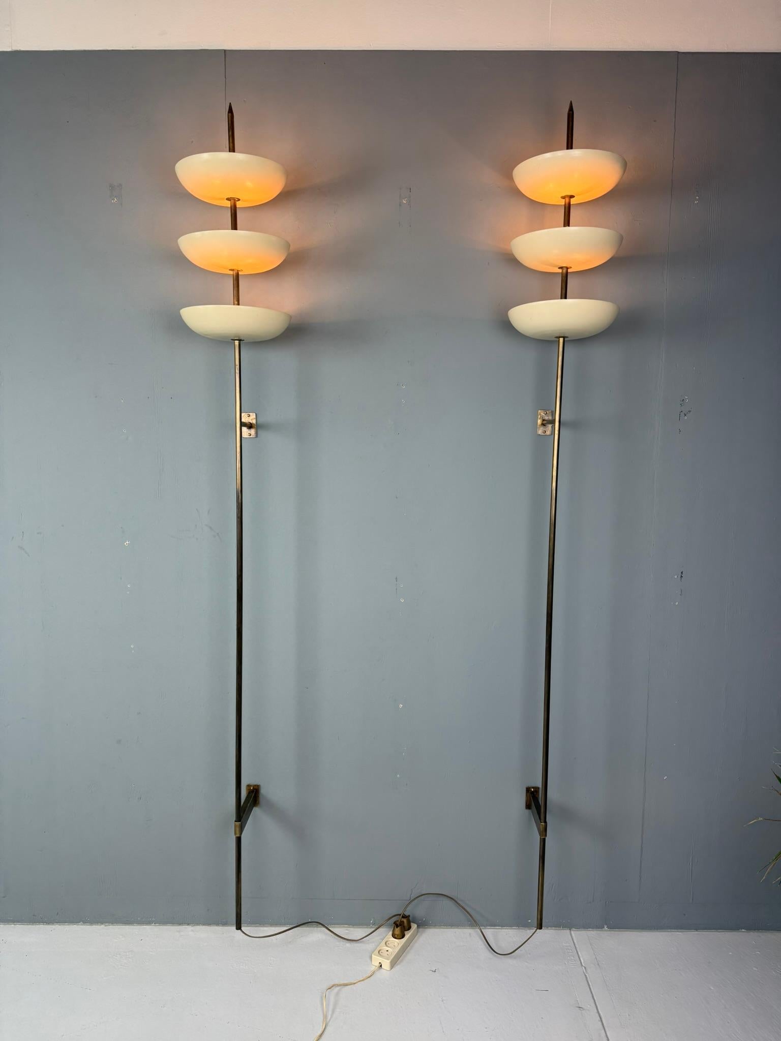 Rare pair of wall-mounted lamps produced by Stilnovo, Italy, circa ...