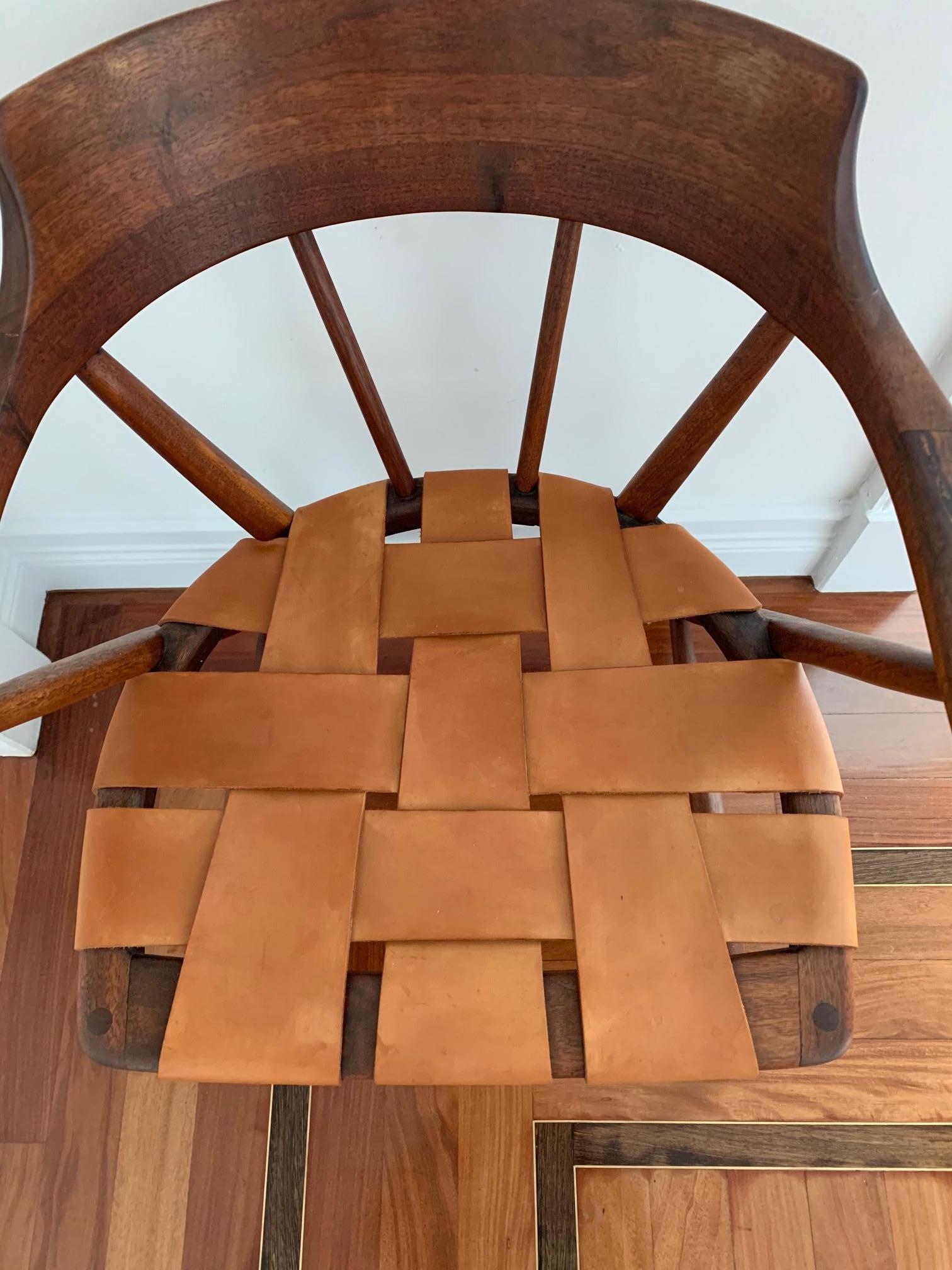 Rare Pair of Walnut Captain Chair by Wharton Esherick For Sale 1