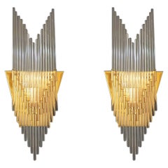 Rare paire d'appliques en cascade de Sciolari