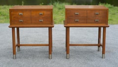 Rare Pair of Weiman Tables Heirloom Quality Modernist Maple & Brass Nightstands