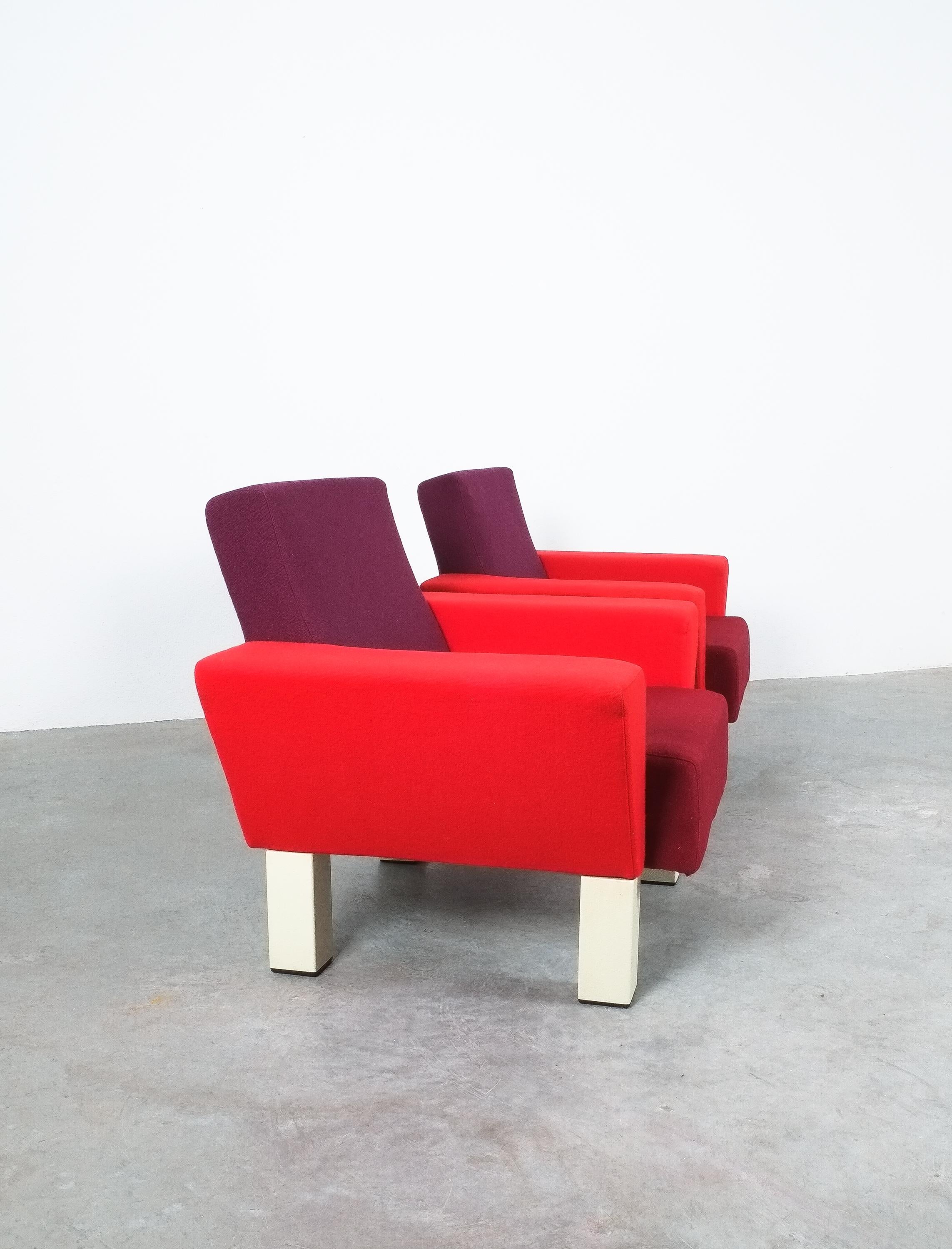 Fabric Westside Armchairs by Ettore Sottsass for Knoll, 1983 Post Modern Original For Sale