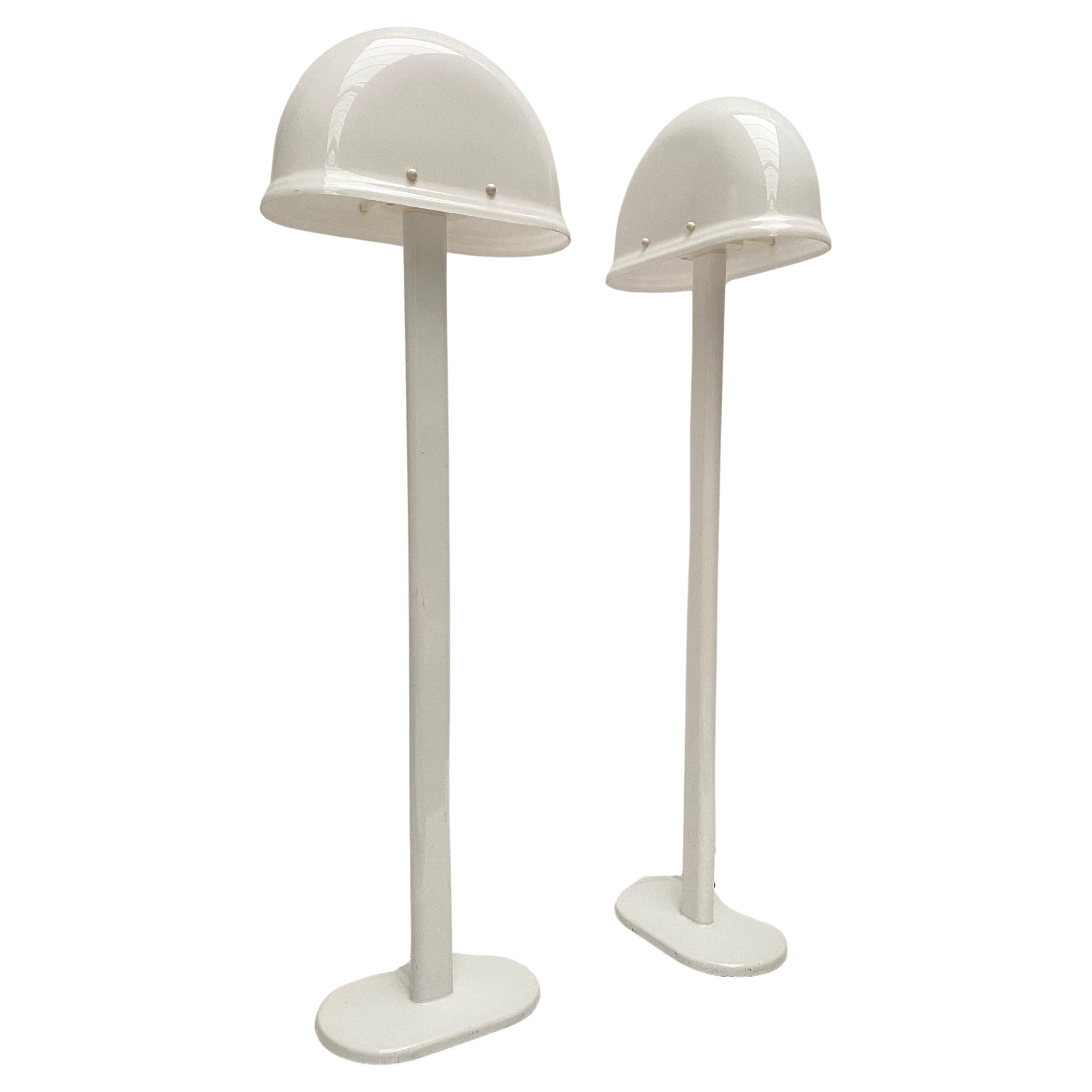 Rare Pair of White Rodolfo Bonetto Space Age Floor Lamps for iGuzzini Italy 1970 For Sale