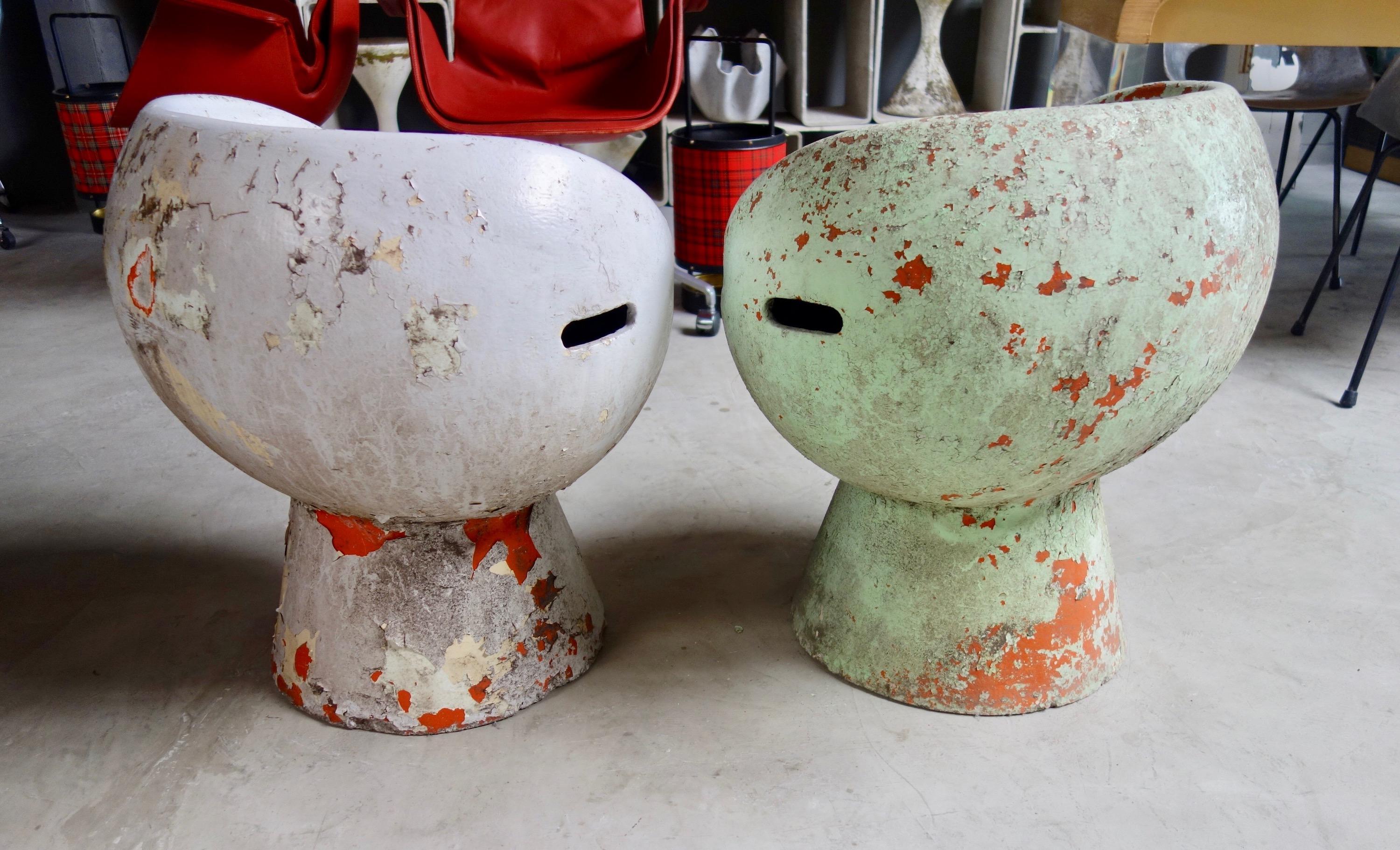 Swiss Rare Pair of Willy Guhl Concrete Mushroom Chairs