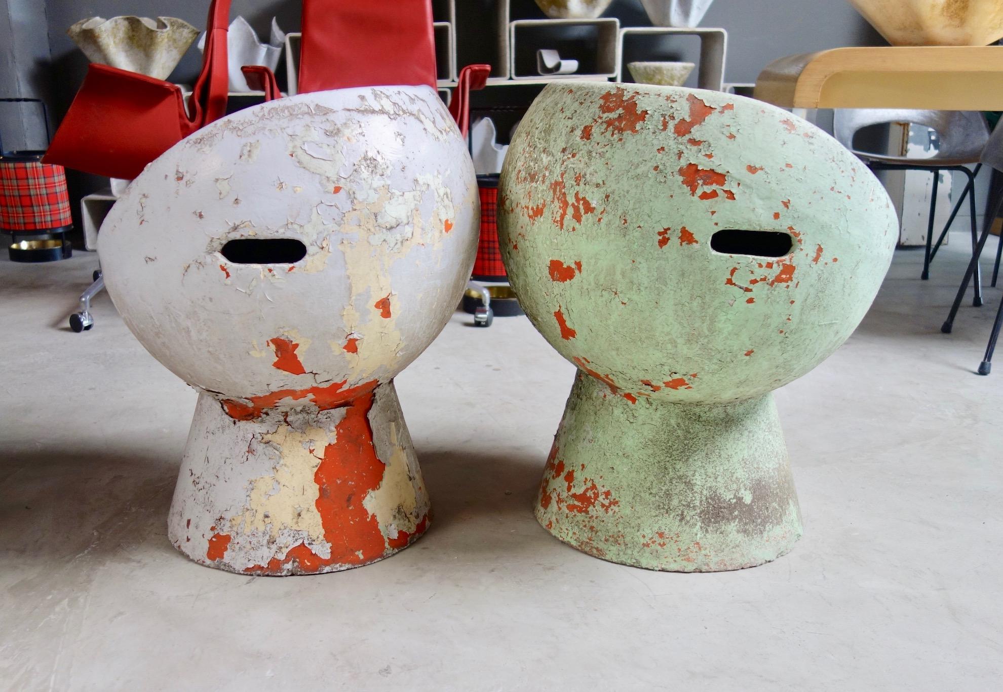 Cement Rare Pair of Willy Guhl Concrete Mushroom Chairs