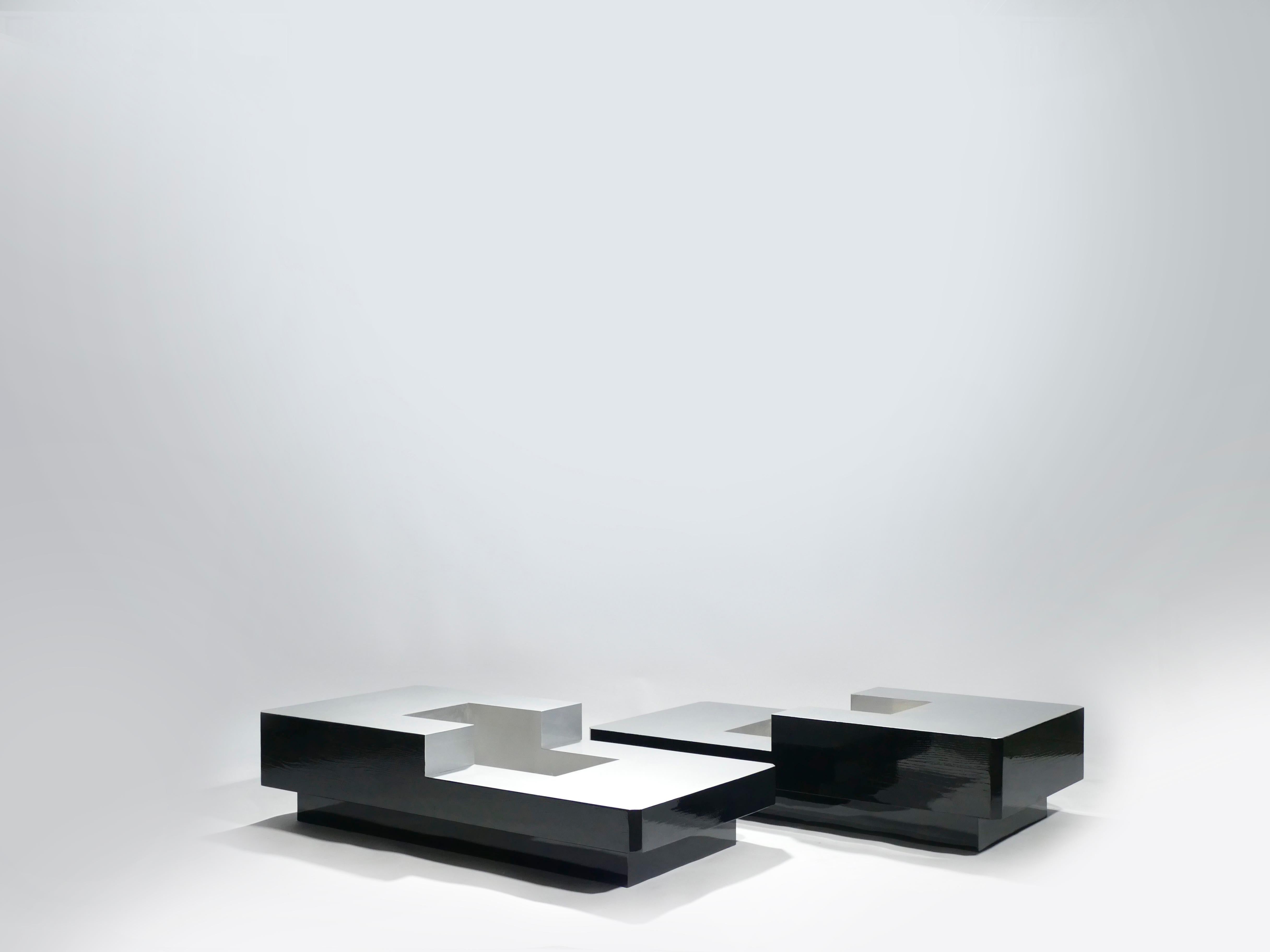 Rare Pair of Willy Rizzo Lacquer Coffee Tables, 1970s 6