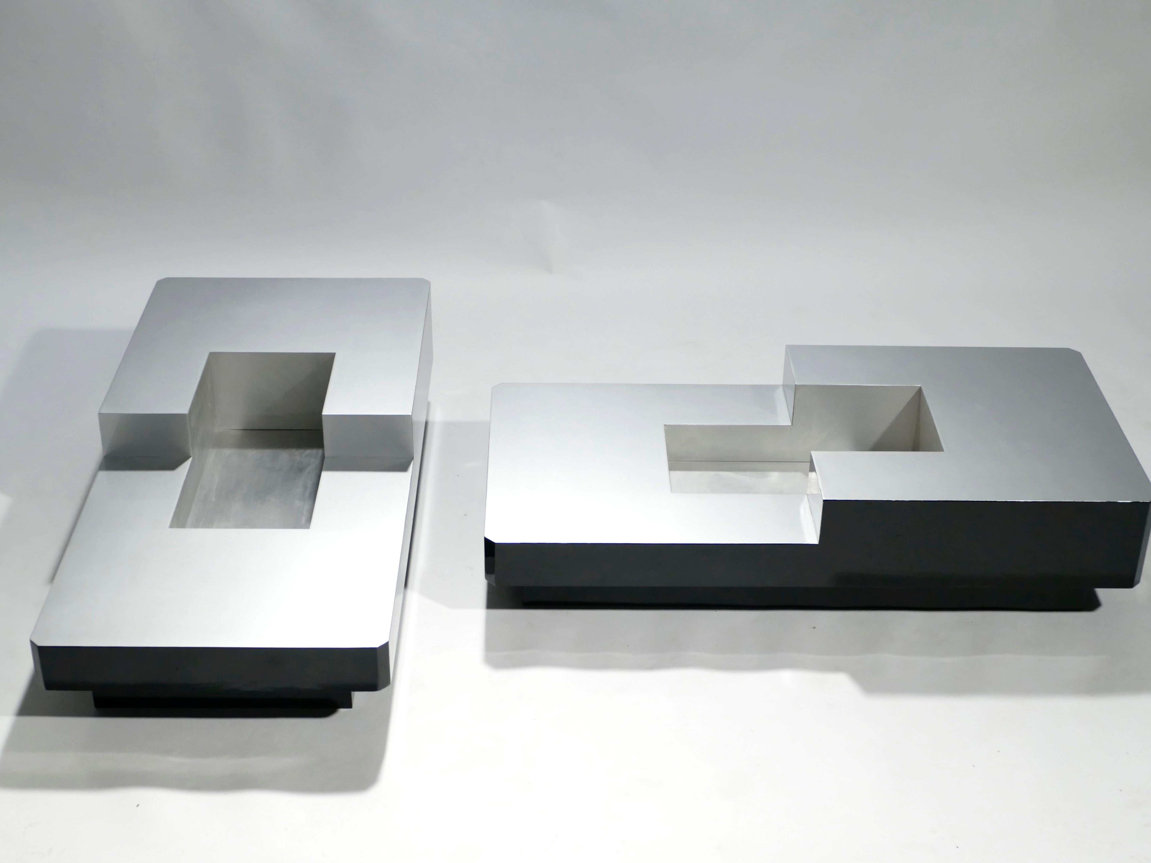 Rare Pair of Willy Rizzo Lacquer Coffee Tables, 1970s In Good Condition In Paris, IDF
