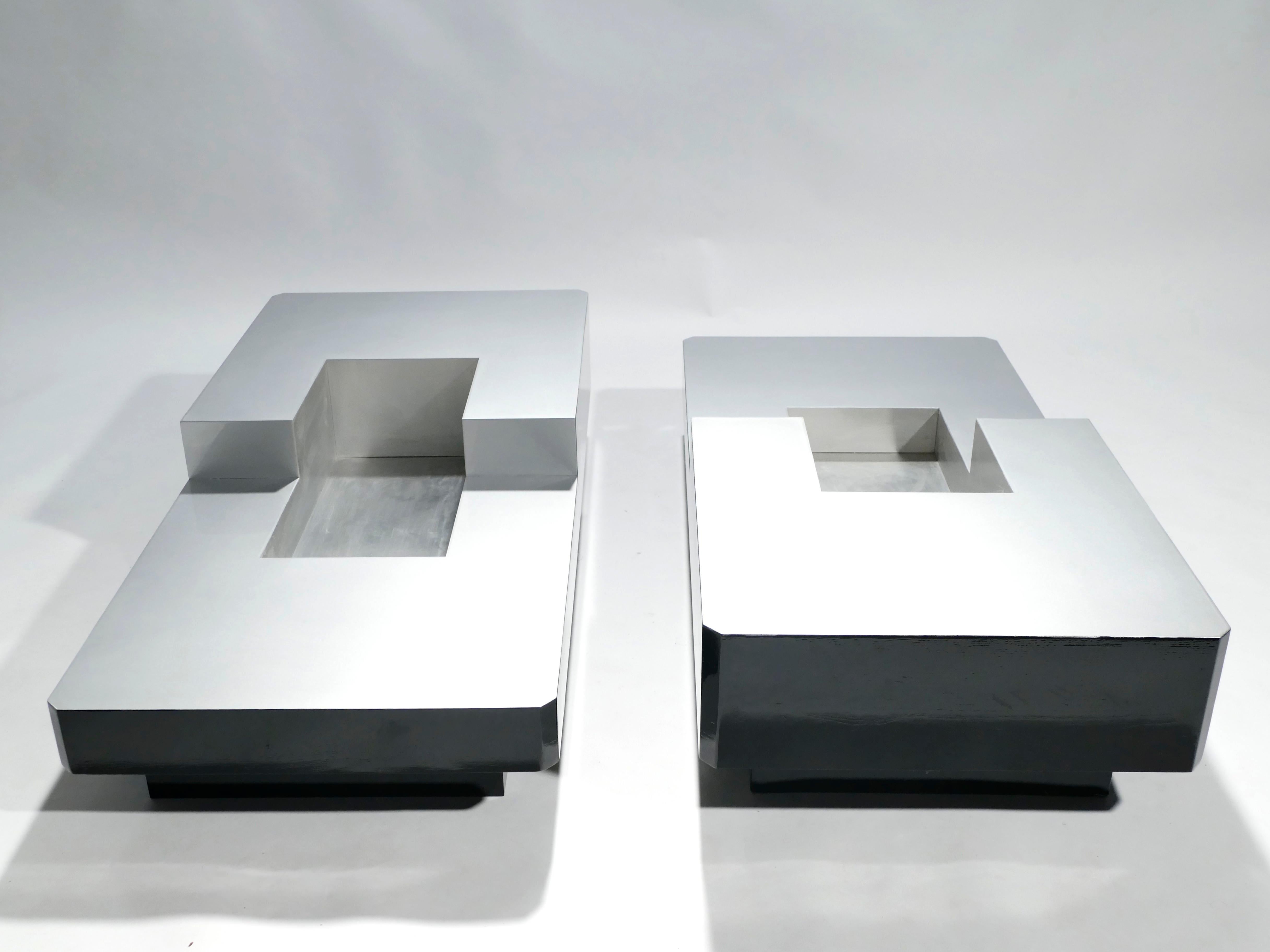 Late 20th Century Rare Pair of Willy Rizzo Lacquer Coffee Tables, 1970s