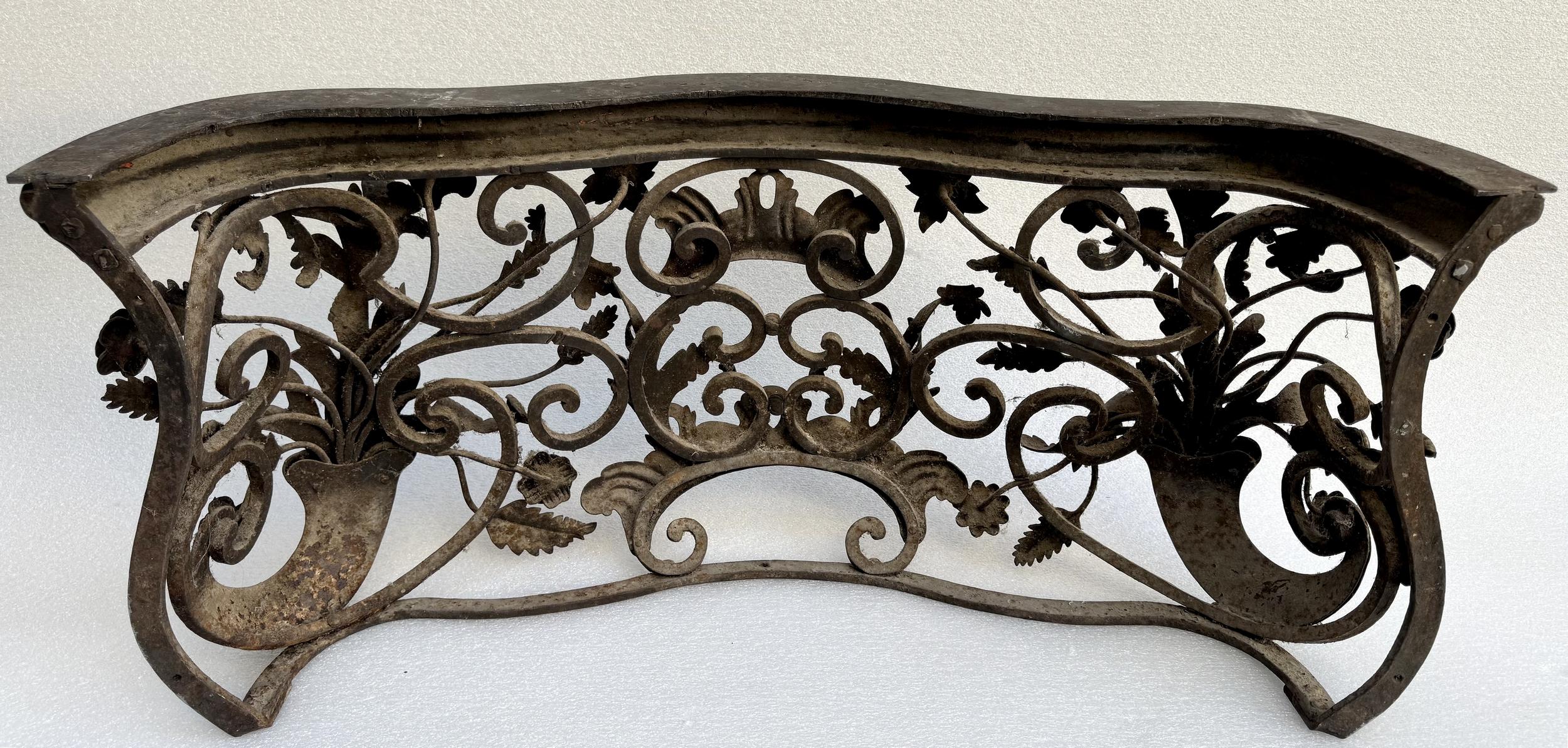 French Rare pair of window-railings in wrought-iron, France, circa 1850 For Sale