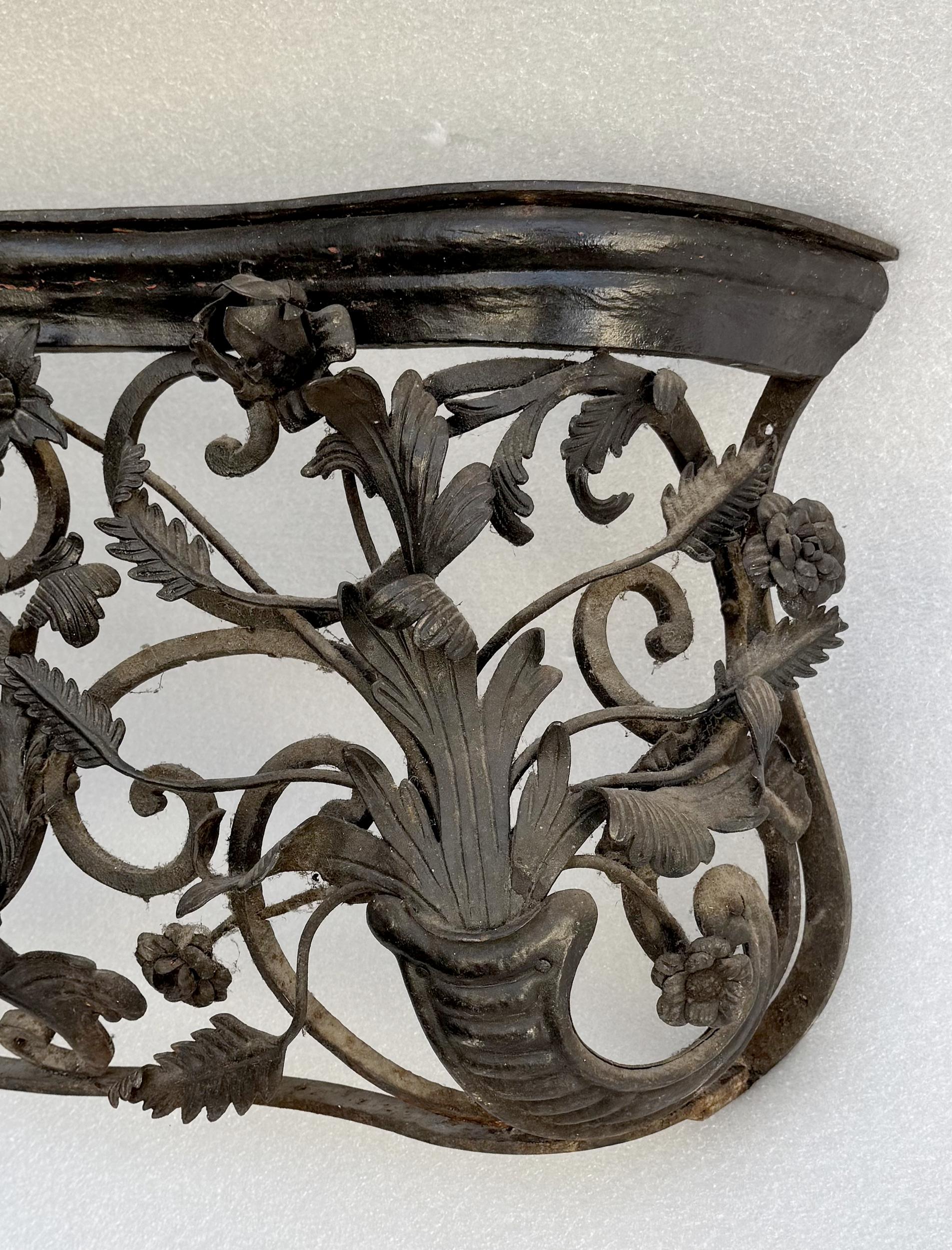 Wrought Iron Rare pair of window-railings in wrought-iron, France, circa 1850 For Sale