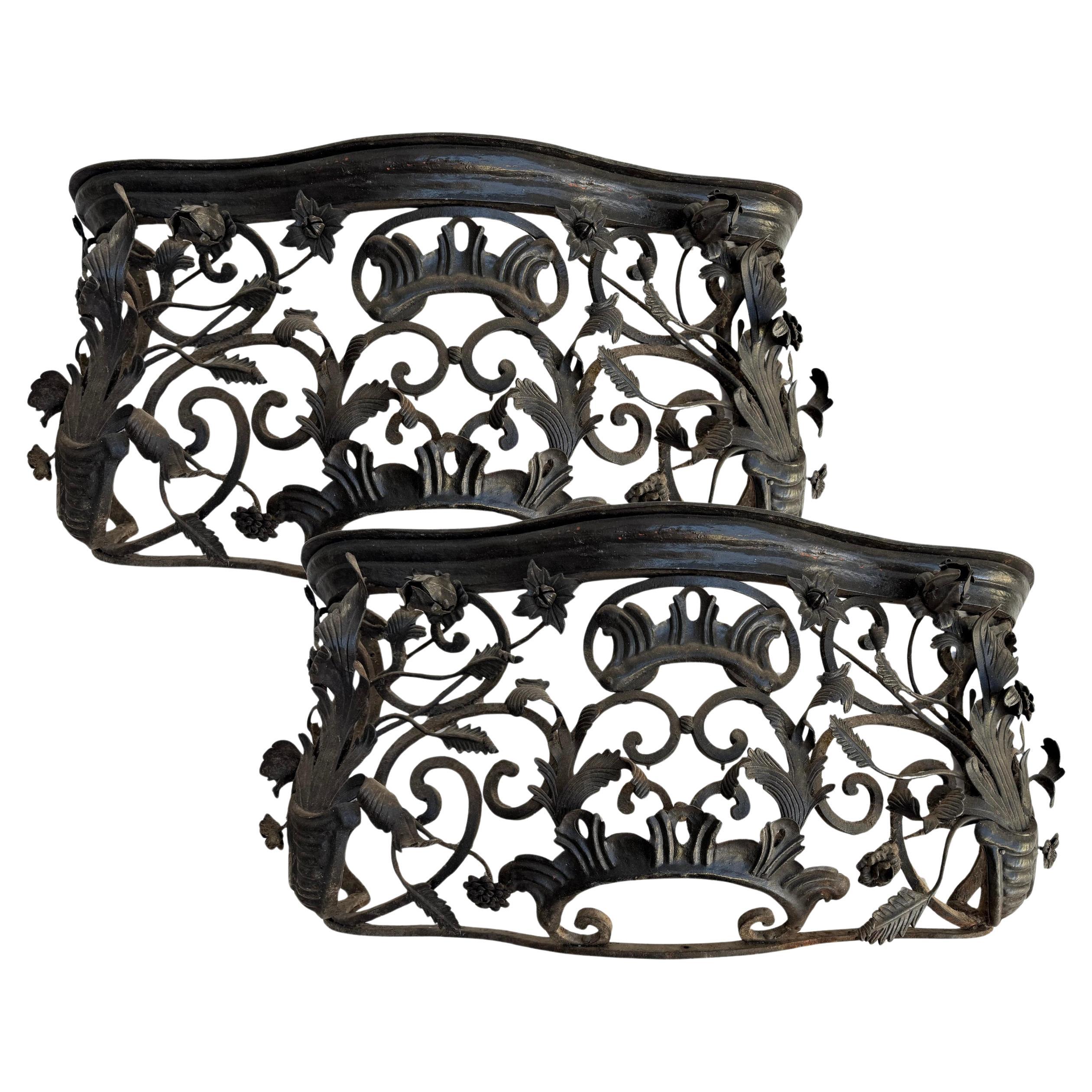 Rare pair of window-railings in wrought-iron, France, circa 1850