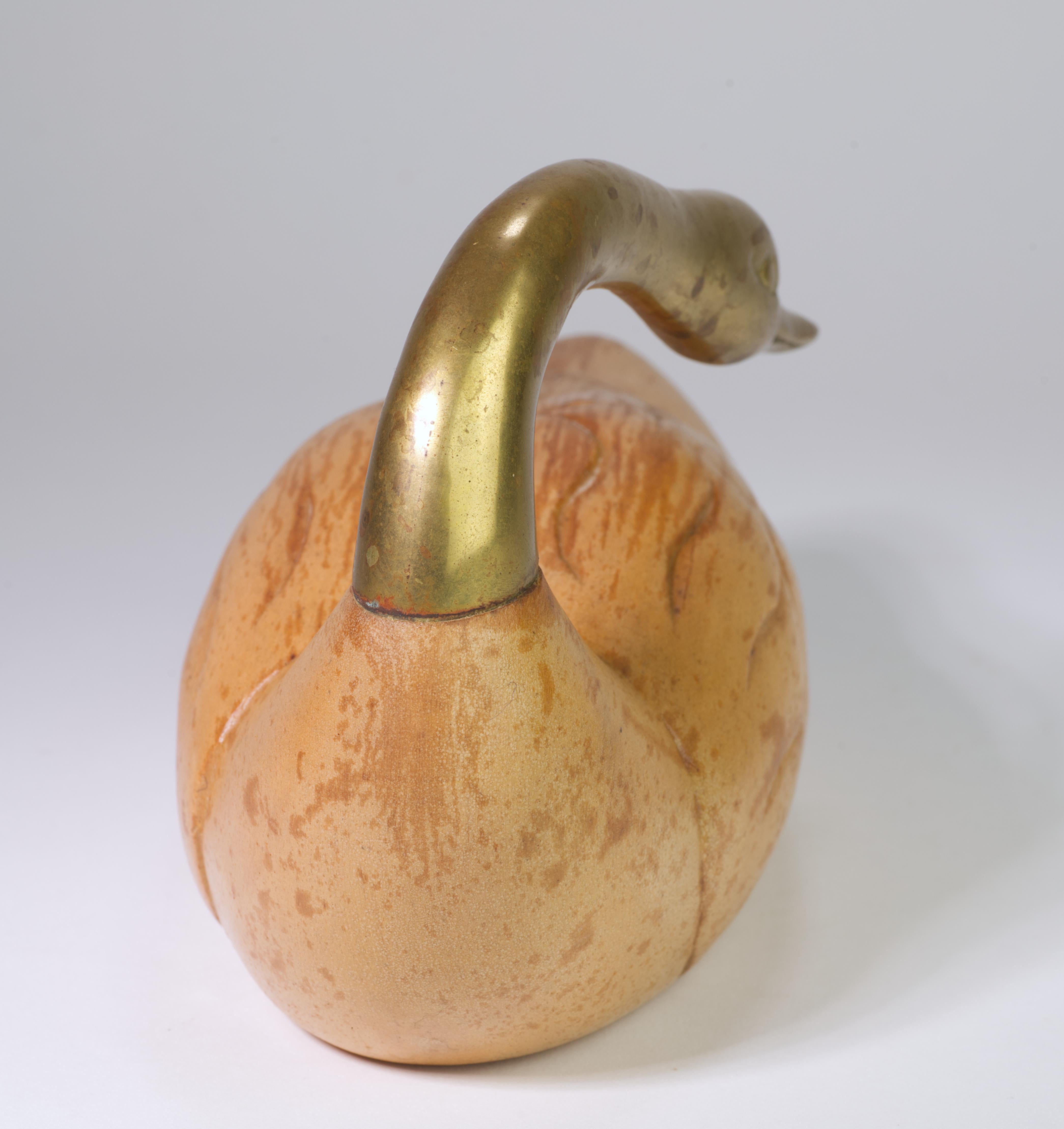Rare Pair of Wood and Bronze Swan Figurines by Wildwood, Mid Century Modern For Sale 2