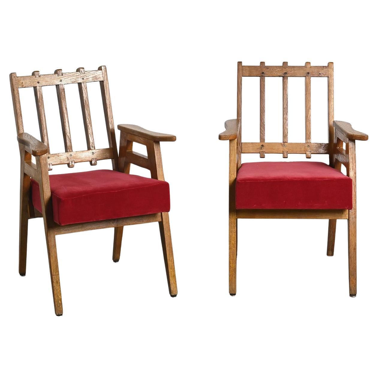Rare Paire de fauteuils en bois, Henri Jacques Le Même, Megève, vers 1949