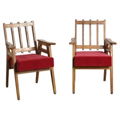 Rara coppia di poltrone in legno, Henri Jacques Le Même, Megève, circa 1949