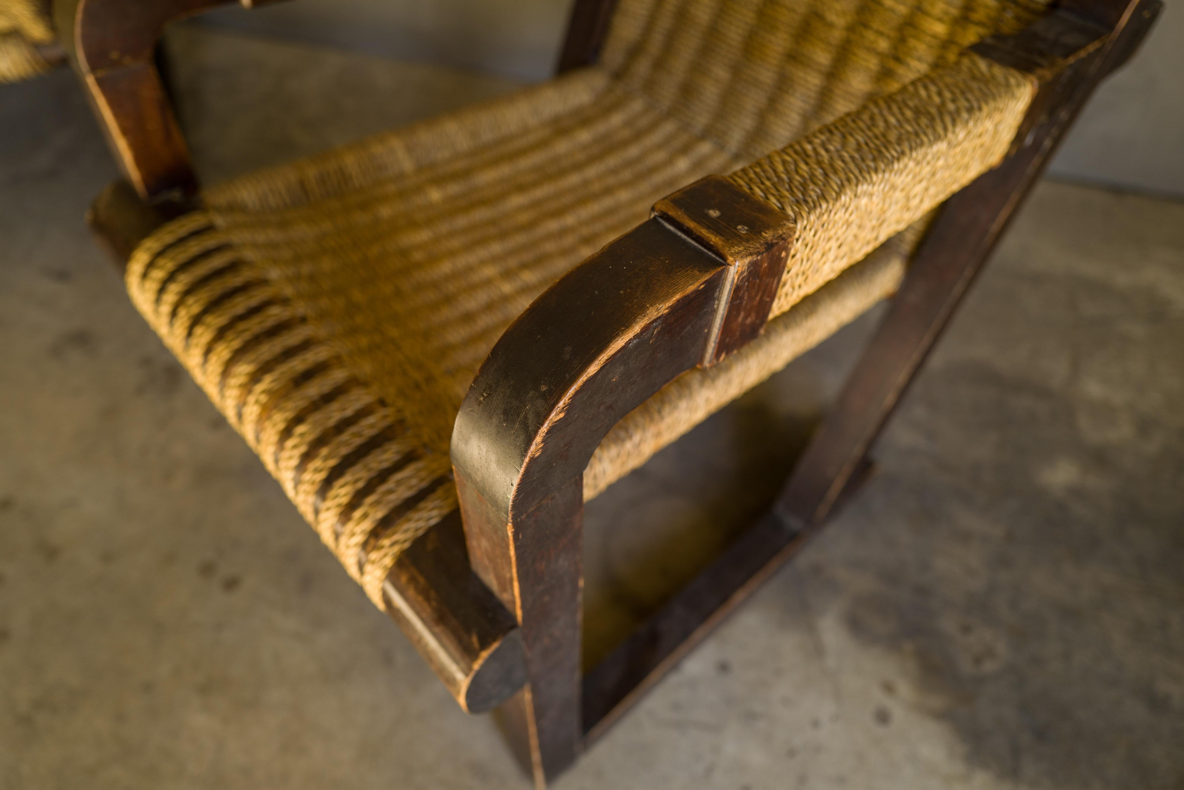 Rare Pair of Woven Lounge Chairs from France, circa 1960 4