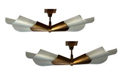 Rare Pair of X-Form Flush Mount, by Max Ingrand for Fontana Arte