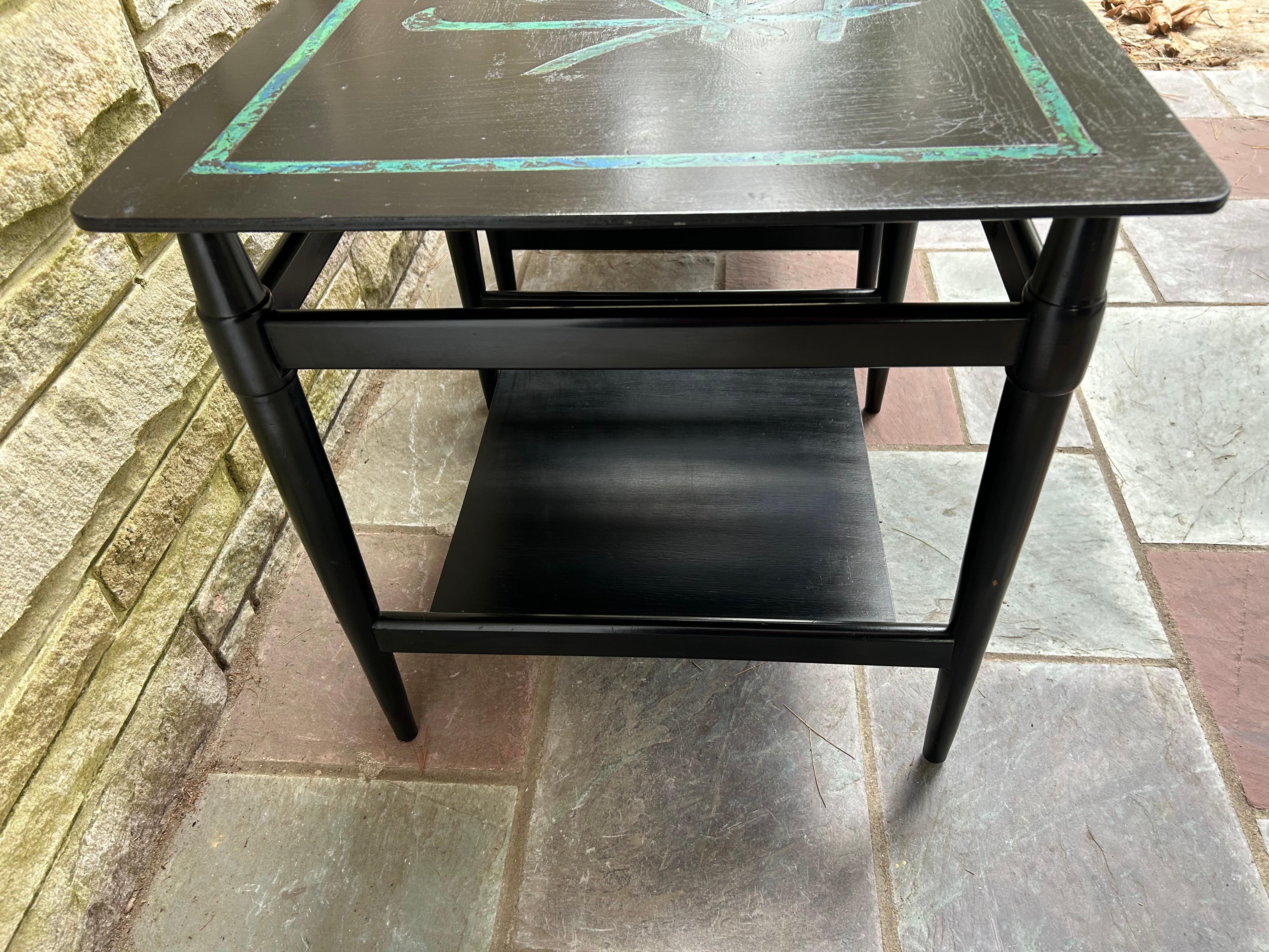 Rare Paire de tables d'appoint Pepe Mendoza Stone Inlay Mid Century Modern en vente 5