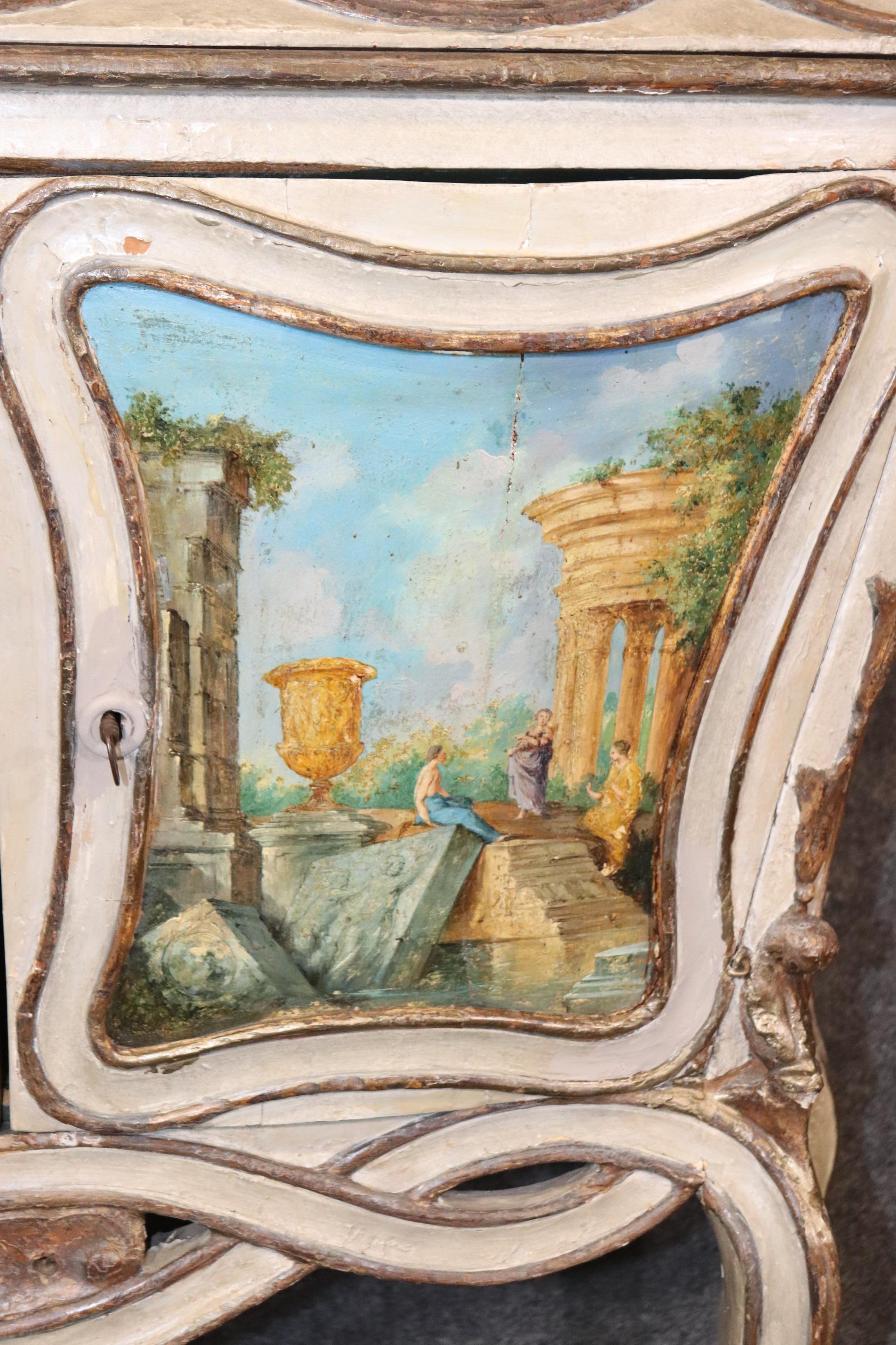 Seltenes Paar Gemälde aus der Zeit des 18. Jahrhunderts, dekoriert  Venezianische Kommoden Schränke im Angebot 11